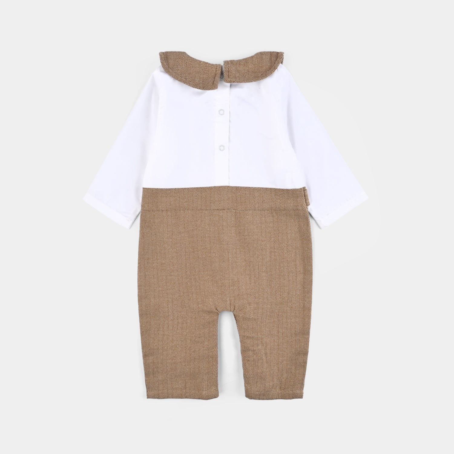 Infant Boys Flannel Woven Romper-Mini Me-BROWN - Image 4