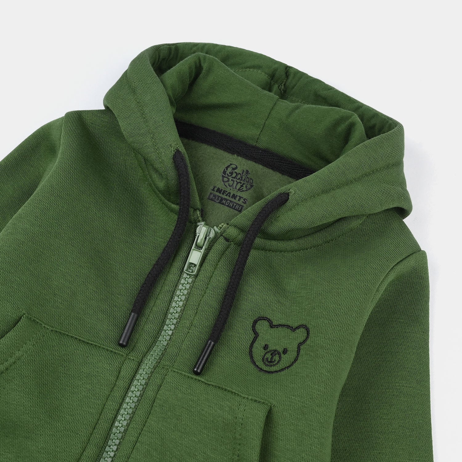 Infant Boys Fleece Knitted Jacket Basic - Olive Green - Image 2