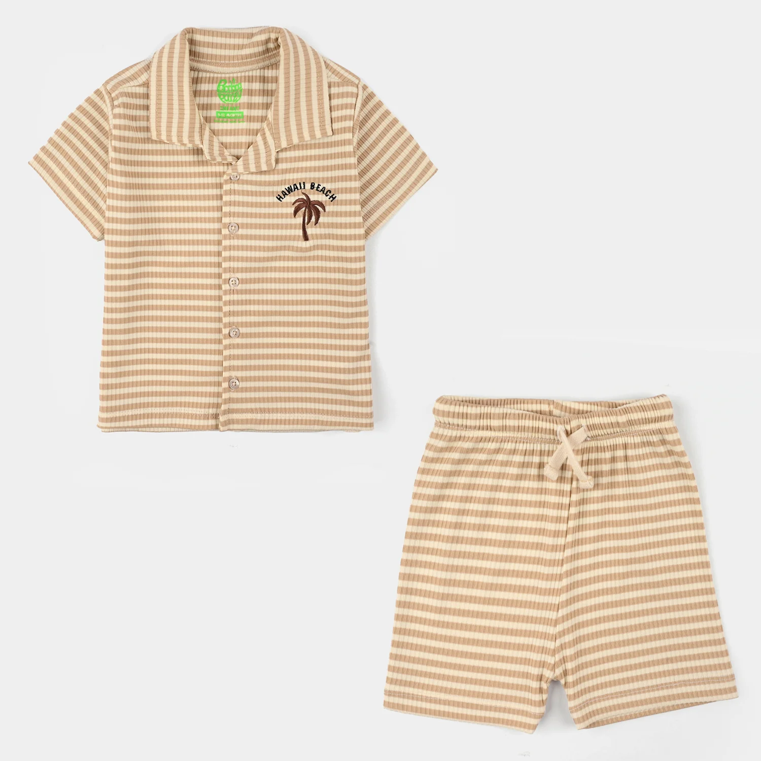 Infant Boys Yarn Dyed Knitted Suit (Hawai Beach) - Brown