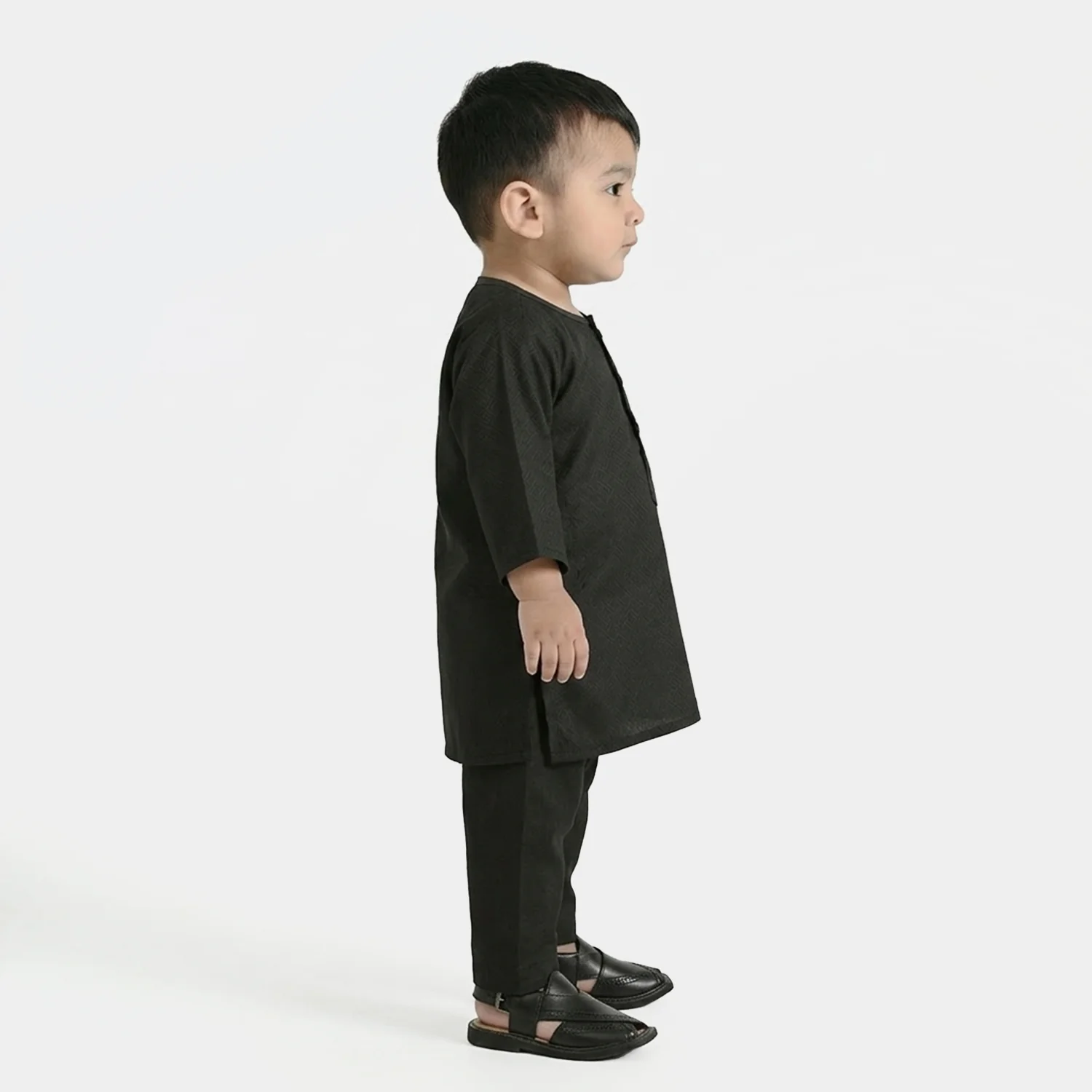 Infant Boys Jacquard Kurta Pajama - Black - Image 2