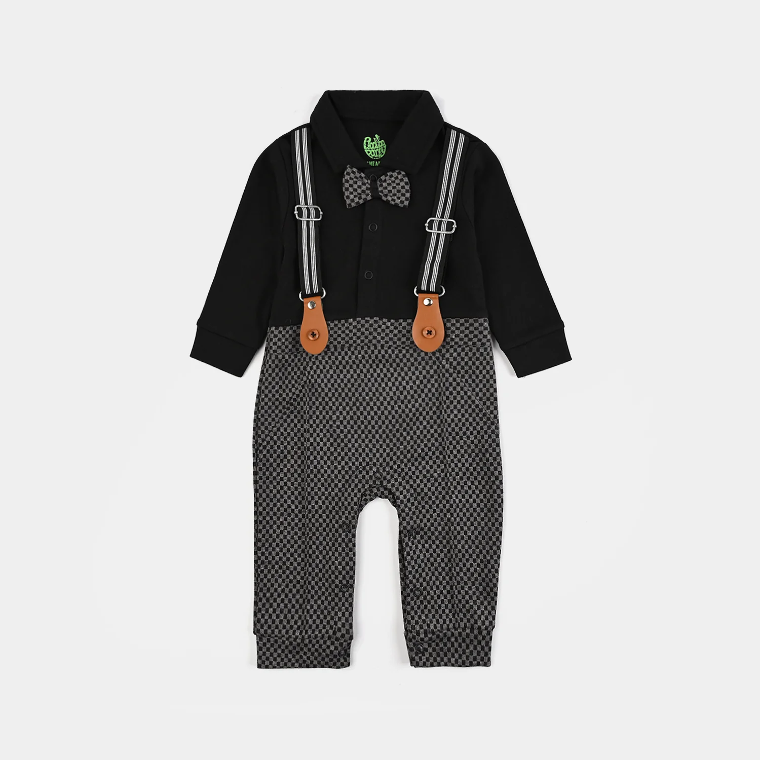 Infant Boys Jacquard Romper CHECKERED-BLACK - Image 5