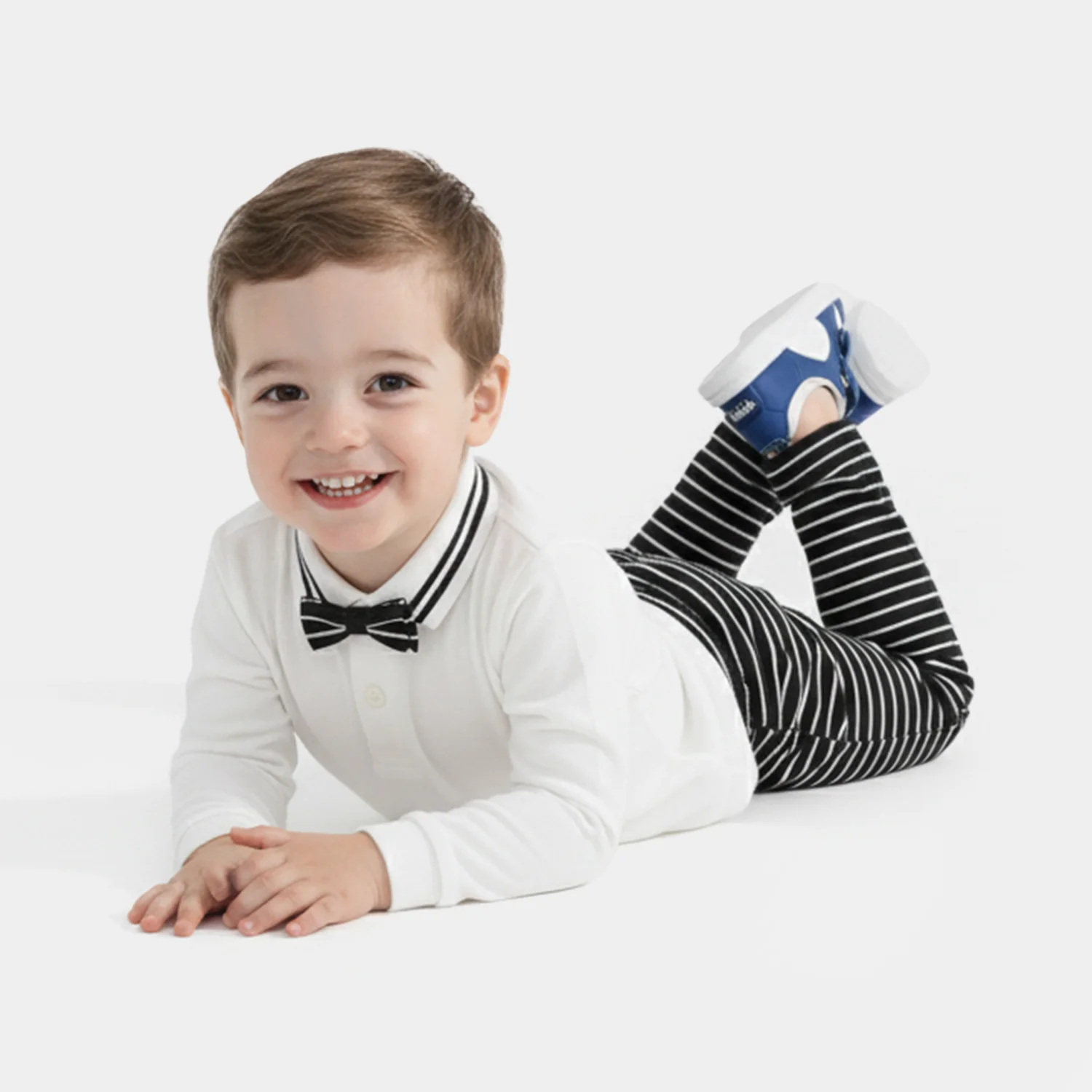 Infant Boys Jacquard Suit (Pop Up Jacquard) - White/Black - Image 2