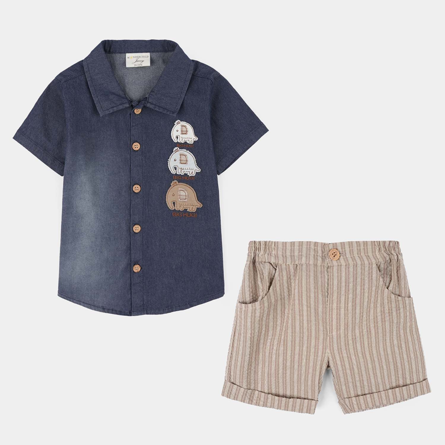 Infant Boys Jersey/Terry 2Pc Suit - Navy