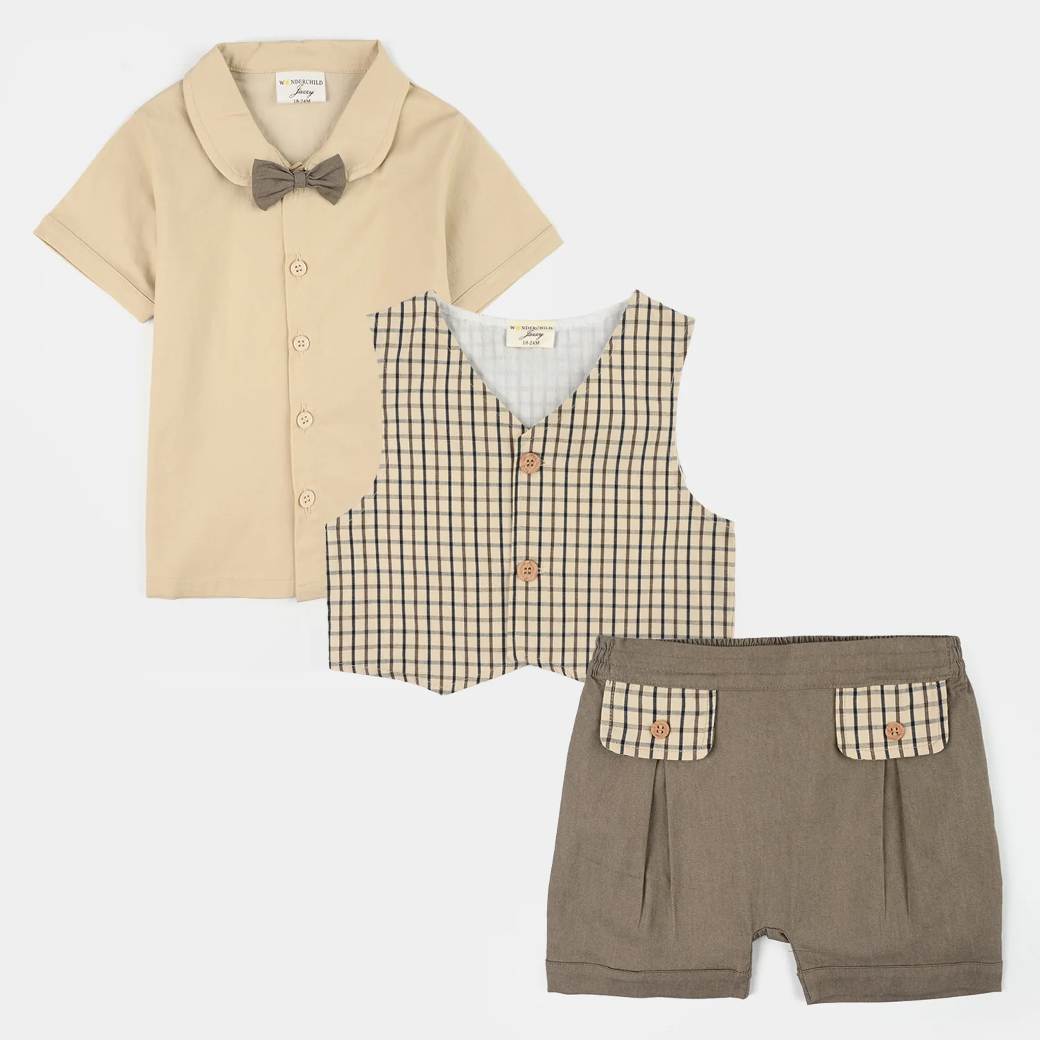 Infant Boys Jersey/Terry 2-Pc Suit - Beige