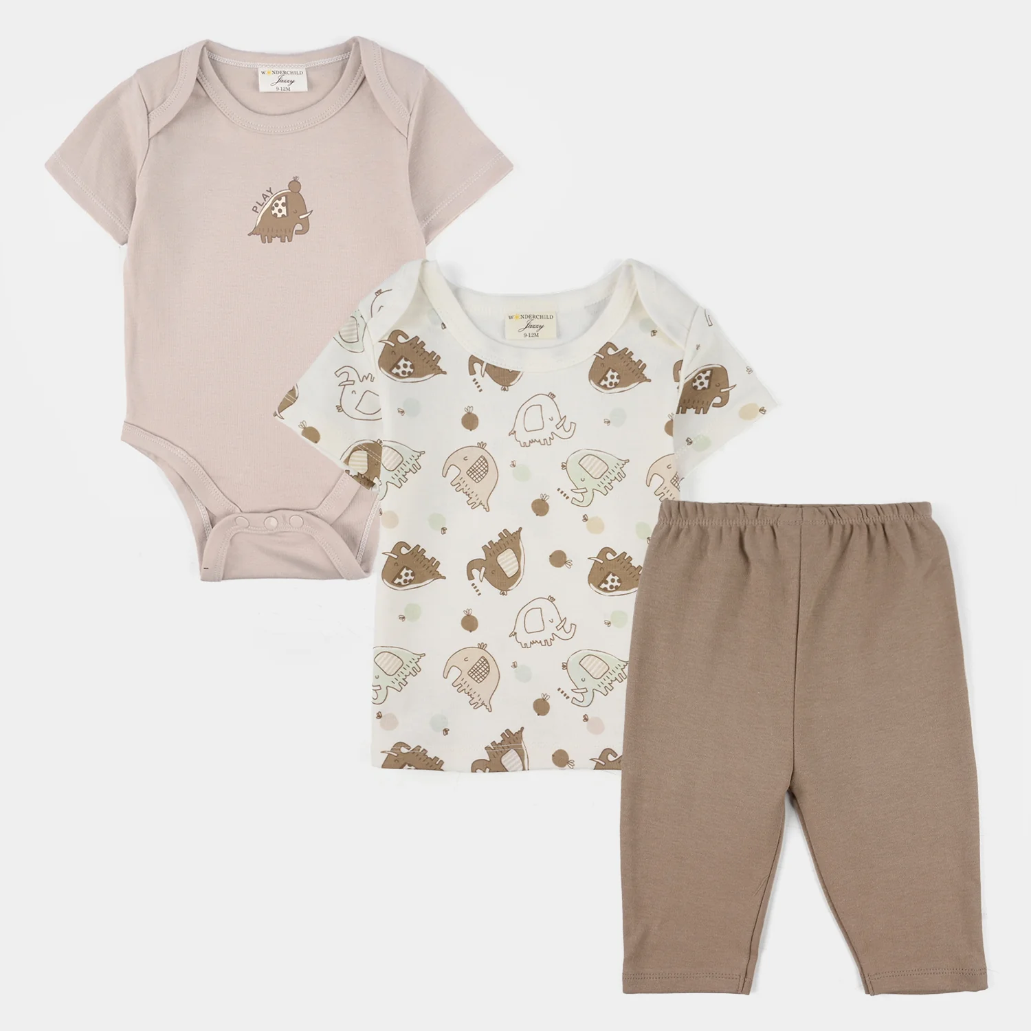 Infant Boys Jersey/Terry 3-Piece Suit - Beige