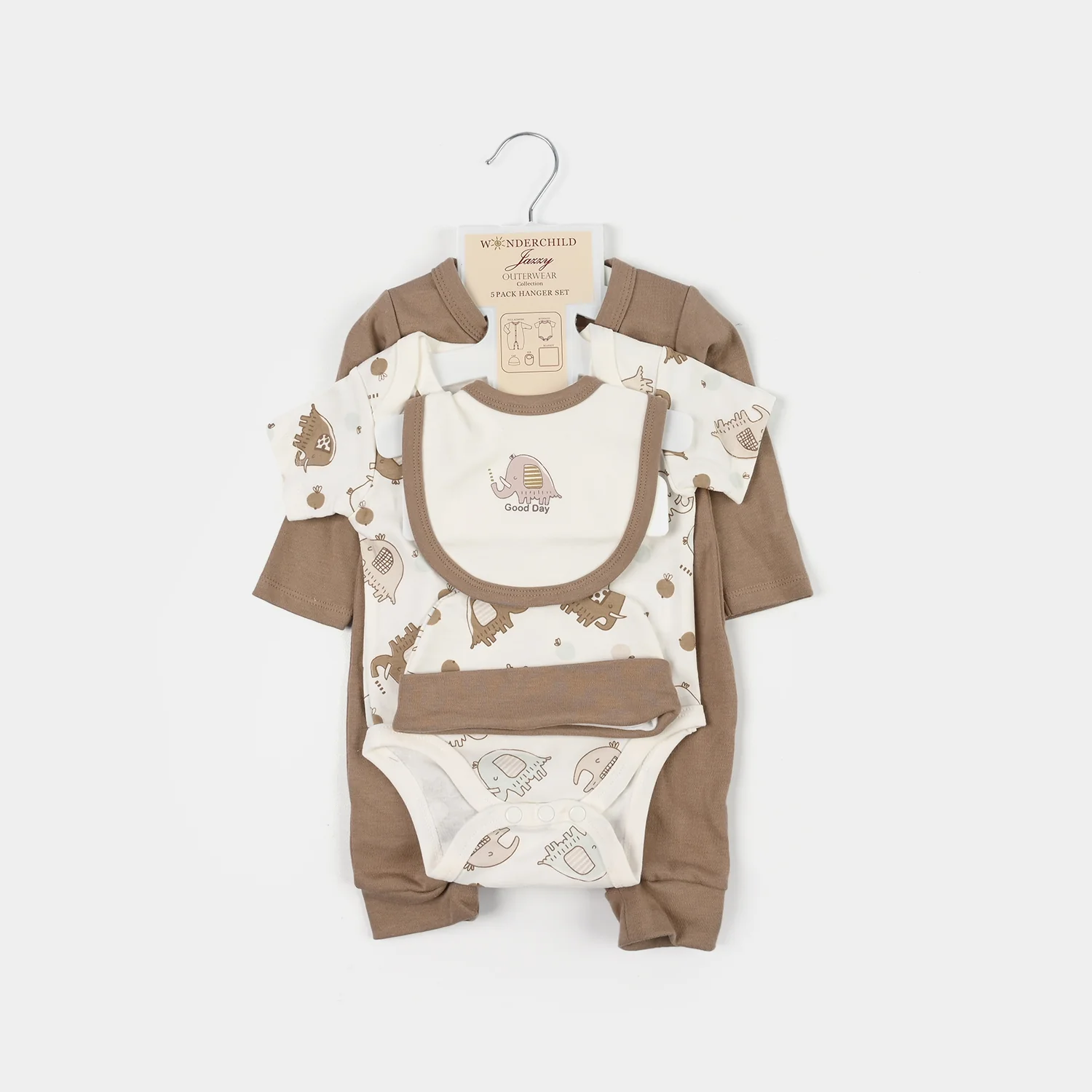 Infant Boys Jersey/Terry 5Pc Gift Set 287-020-BROWN - Image 3