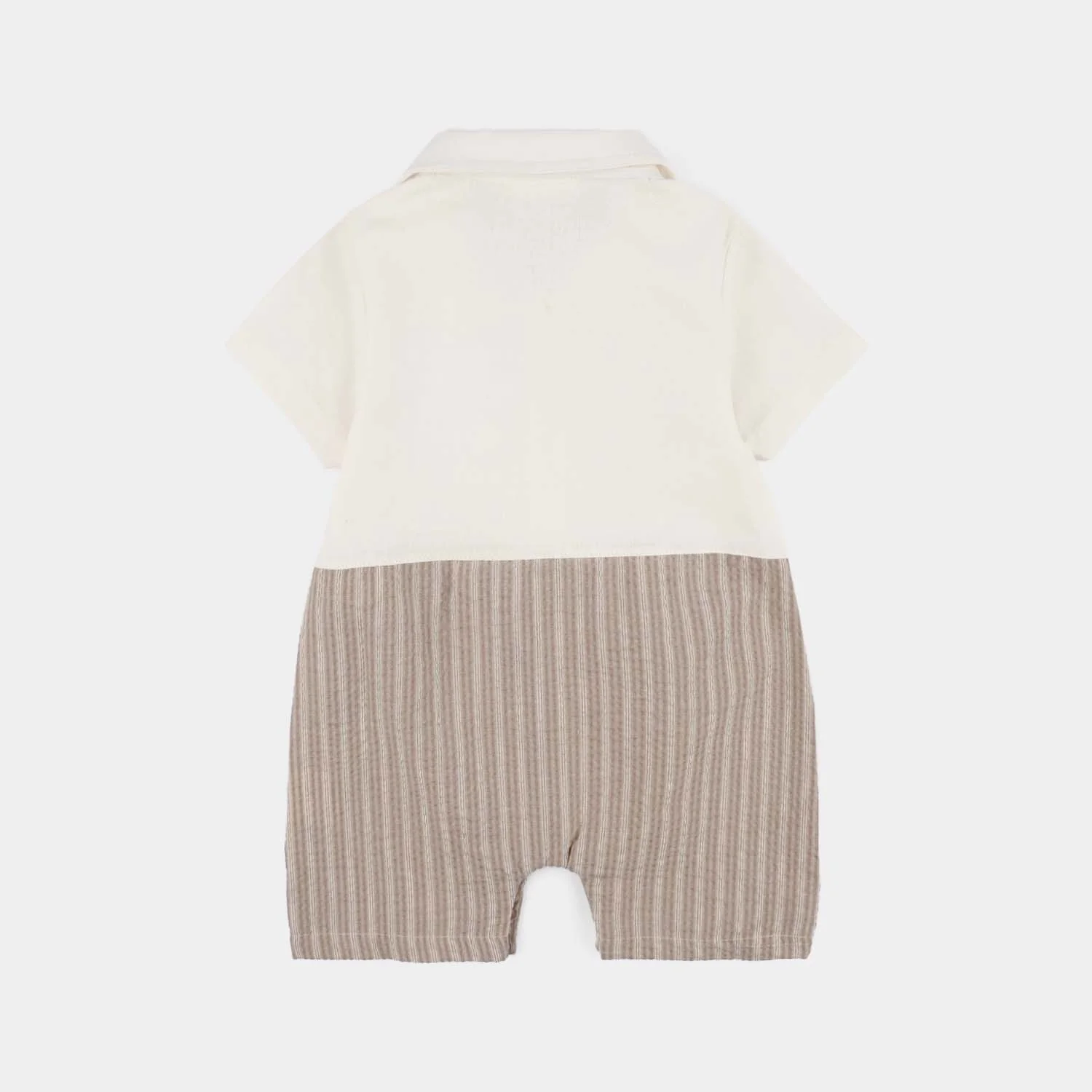 Infant Boys Jersey/Terry Romper - Beige - Image 4