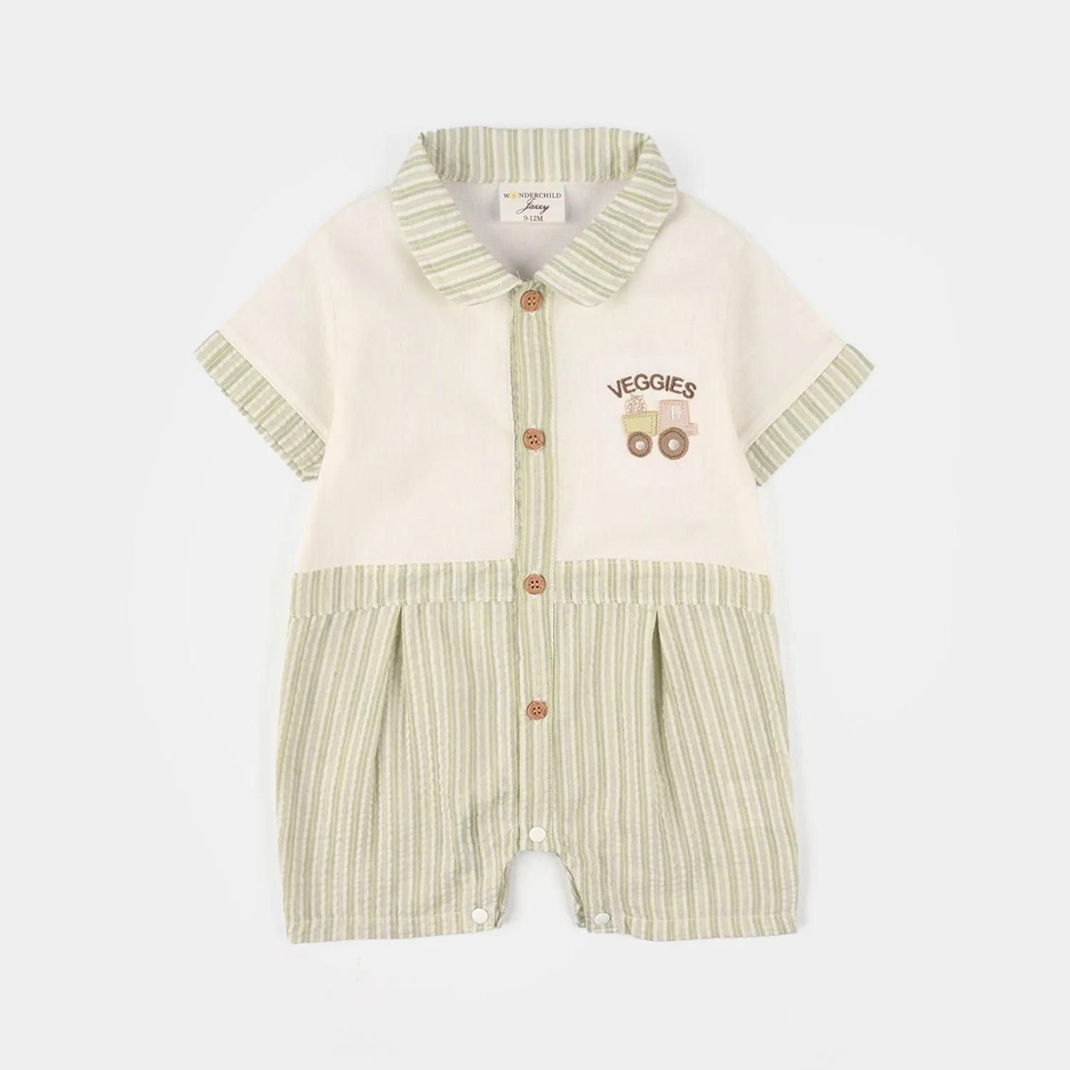 Infant Boys Jersey/Terry Romper - White/Green