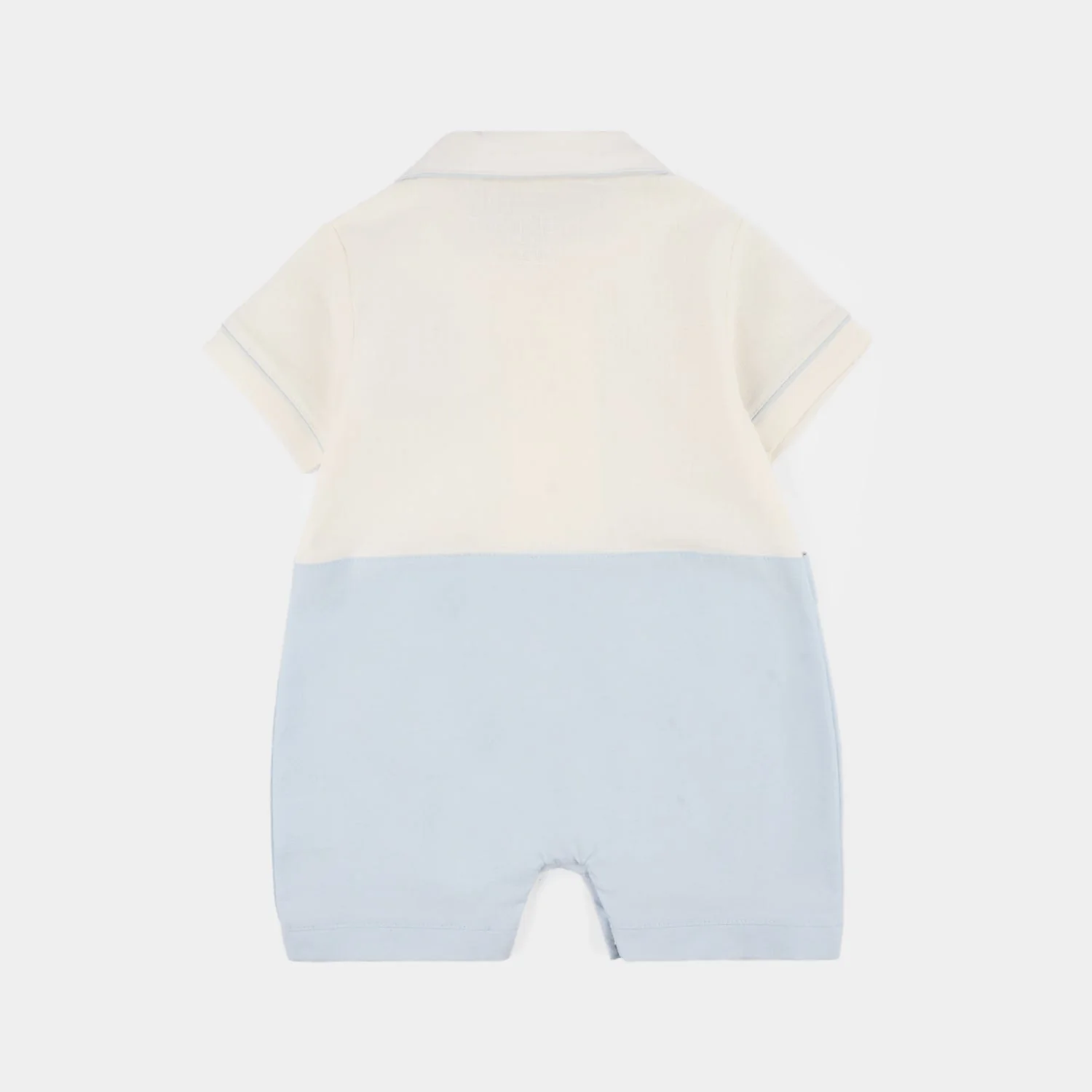 Infant Boys Jersey/Terry Romper - White/Blue - Image 4