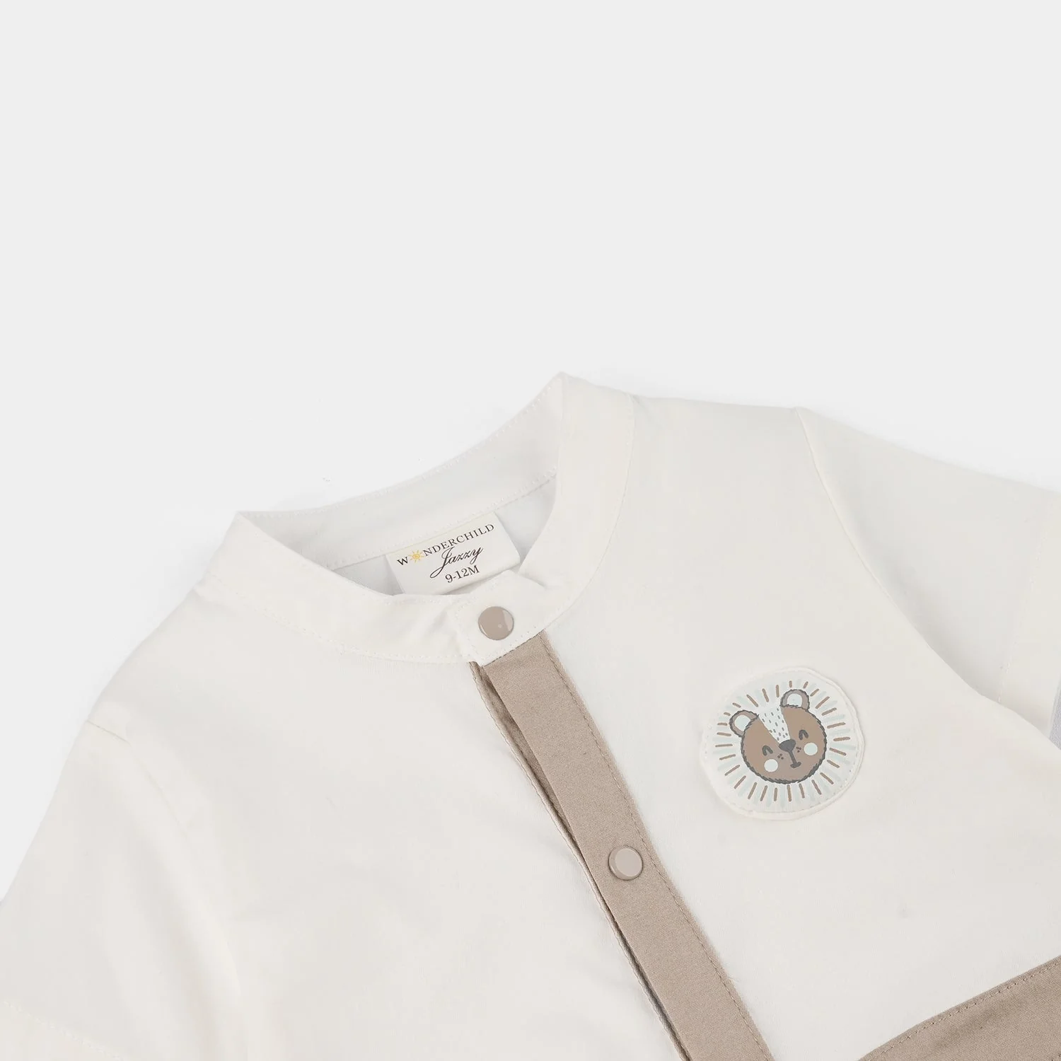 Infant Boys Jersey/Terry Romper - Beige - Image 2