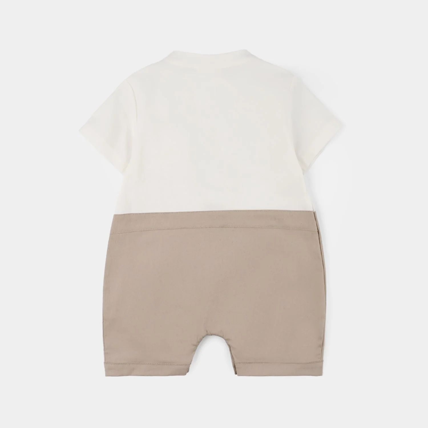 Infant Boys Jersey/Terry Romper - Beige - Image 3