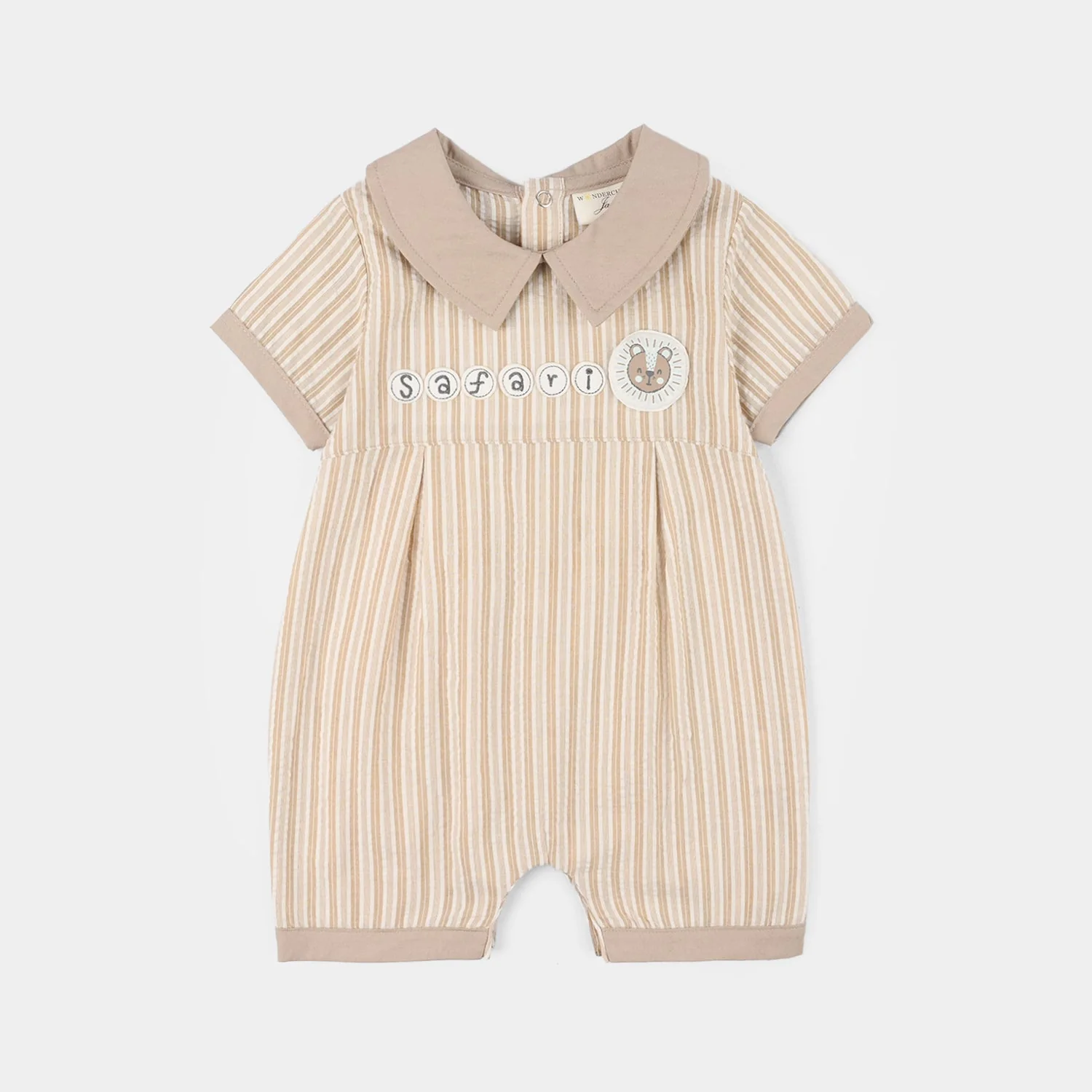 Infant Boys Jersey/Terry Romper - Beige
