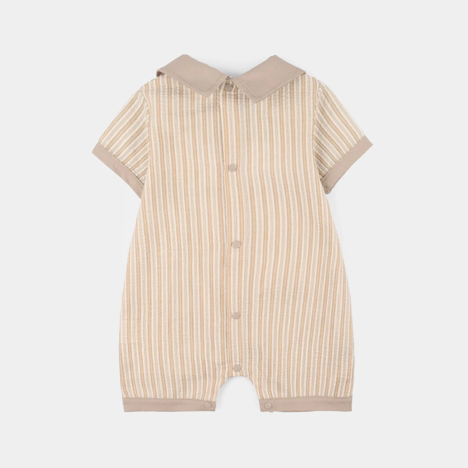 Infant Boys Jersey/Terry Romper - Beige - Image 3