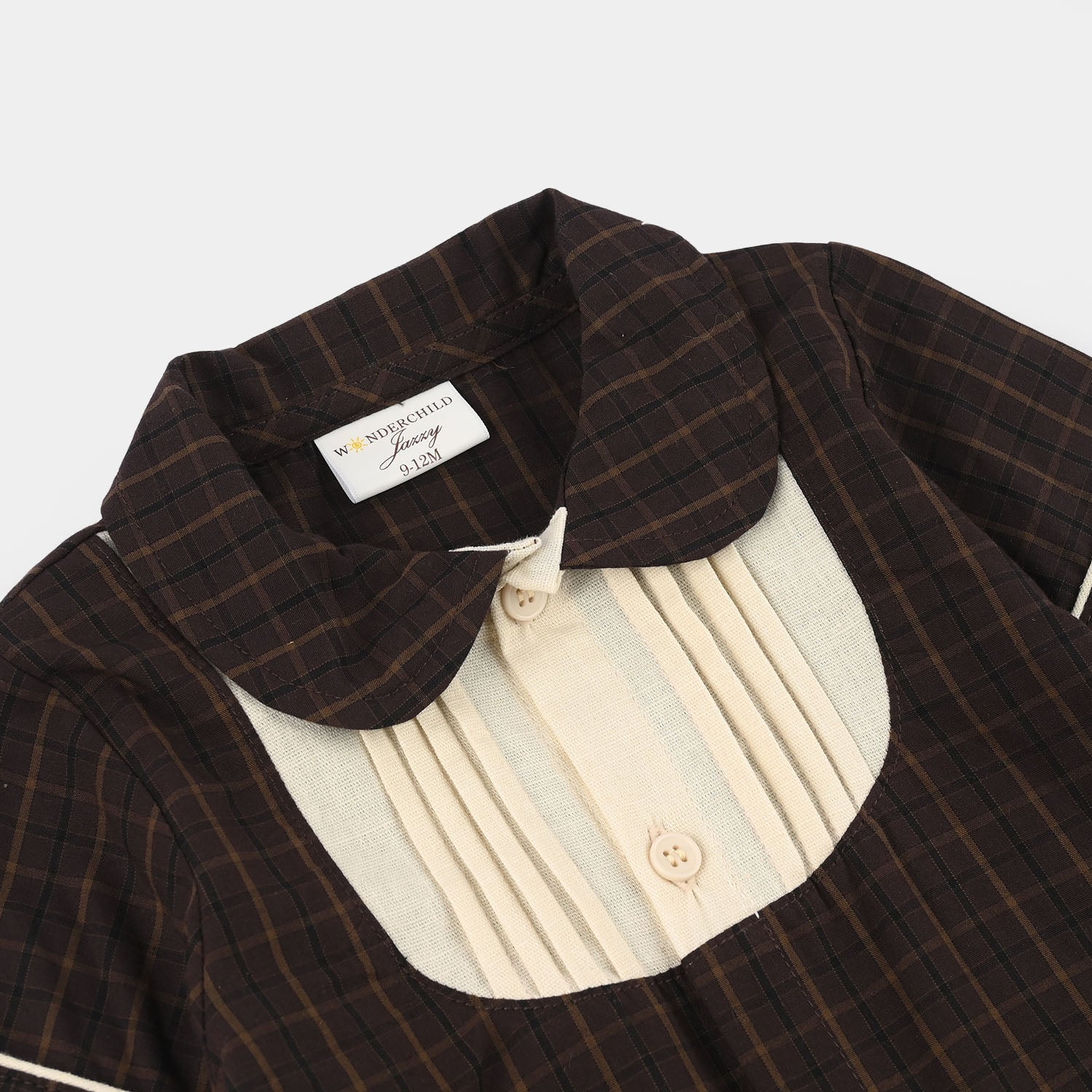 Infant Boys Jersey Romper Check - Brown - Image 2