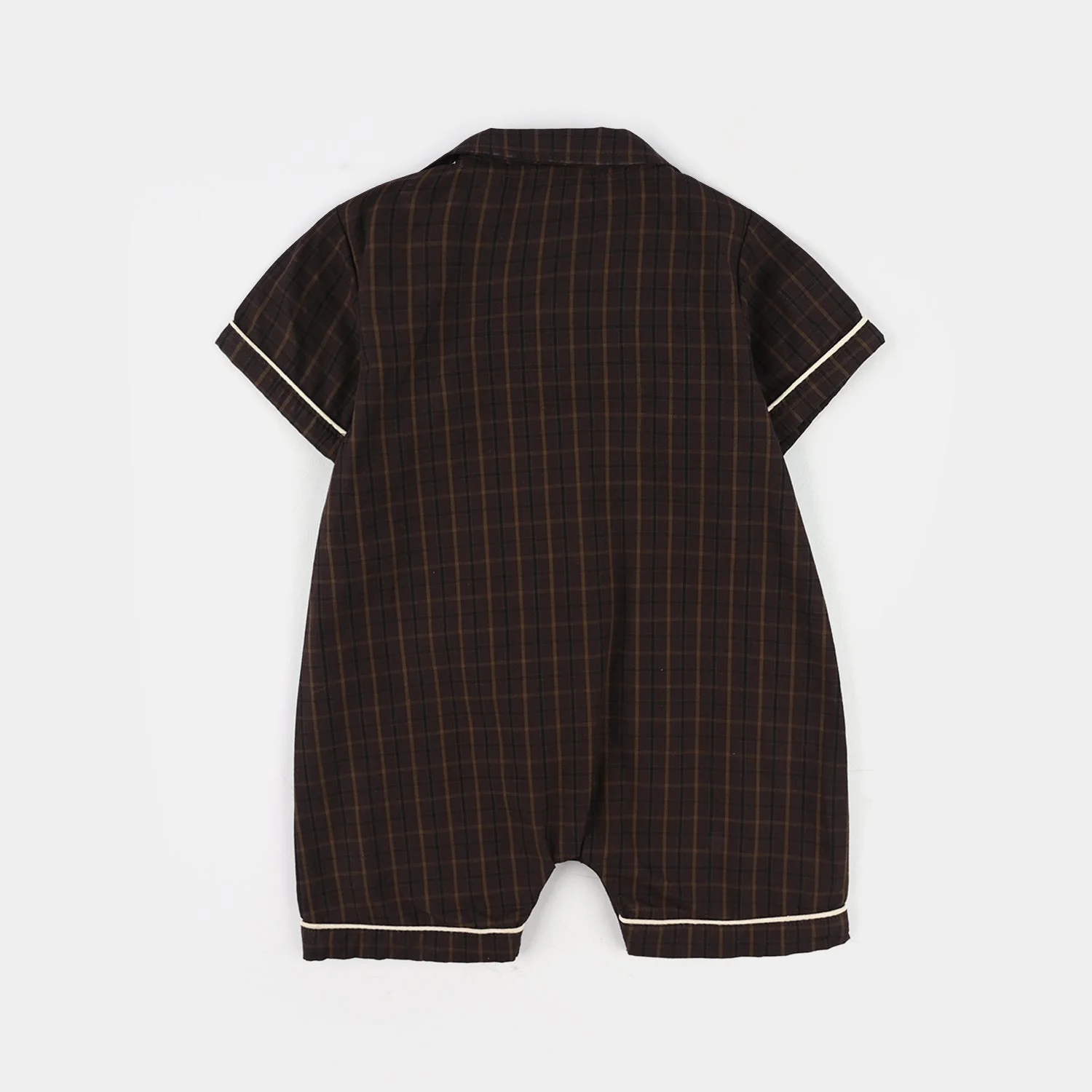 Infant Boys Jersey Romper Check - Brown - Image 4