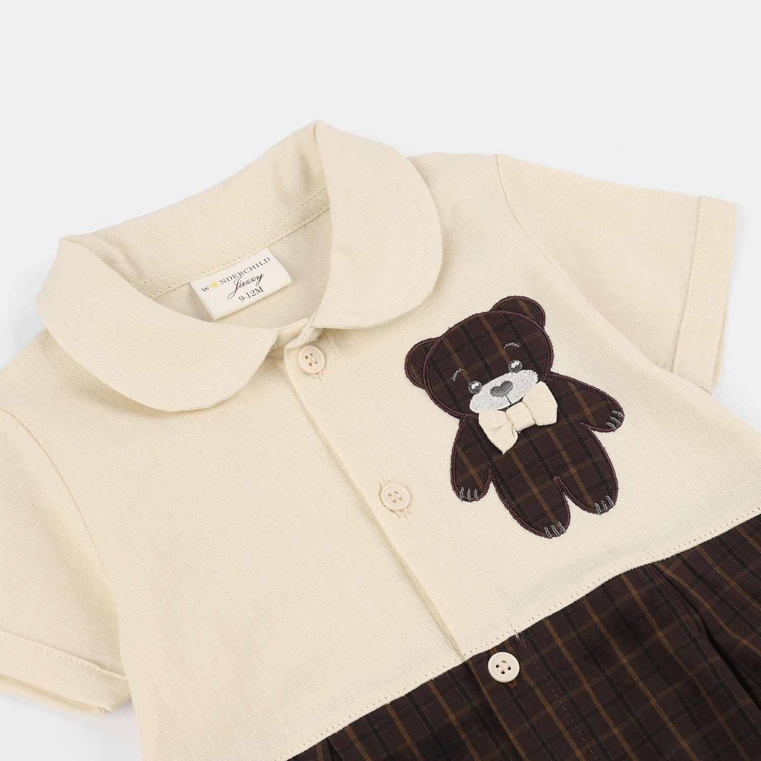 Infant Boys Jersey/Terry Romper - Beige - Image 2