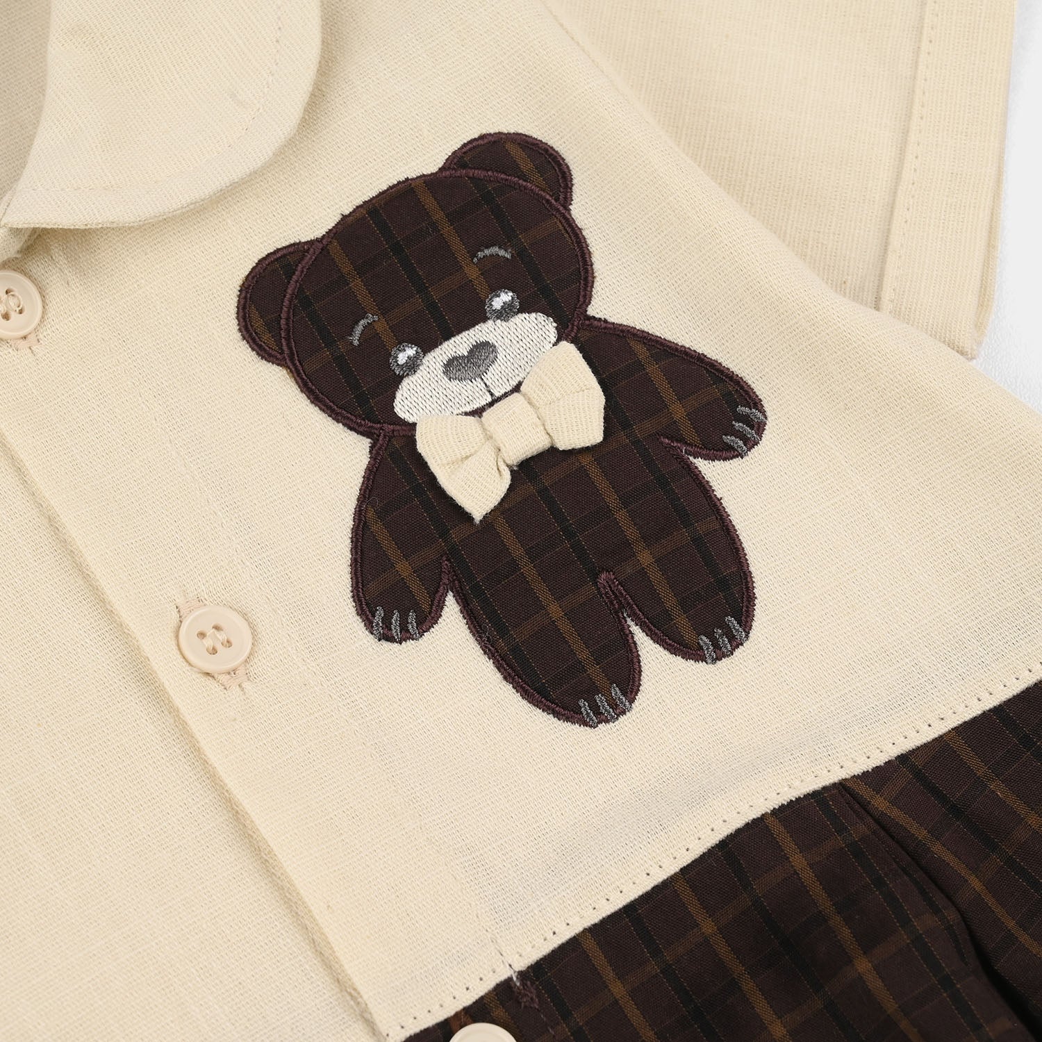 Infant Boys Jersey/Terry Romper - Beige - Image 3