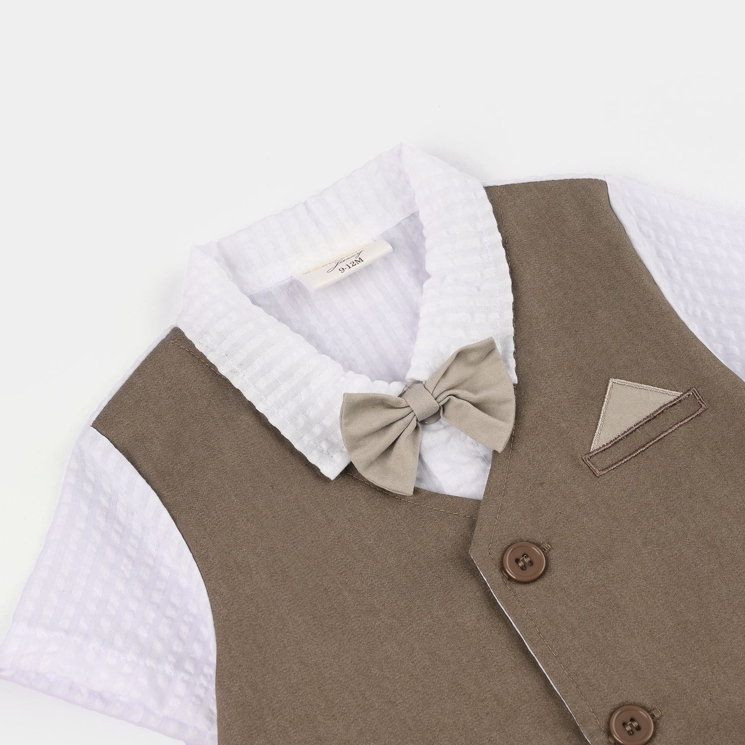 Infant Boys Jersey/Terry Romper - Beige - Image 2