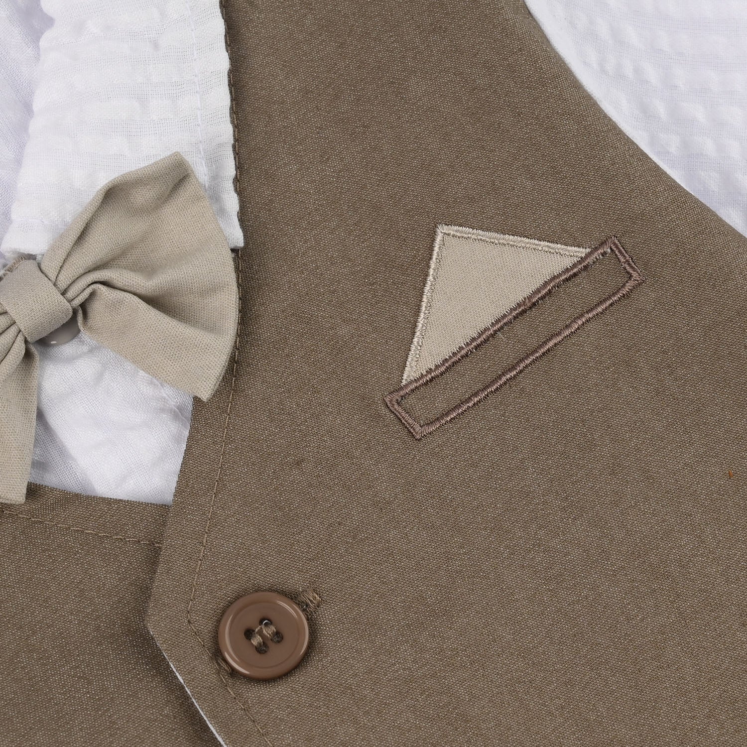 Infant Boys Jersey/Terry Romper - Beige - Image 3