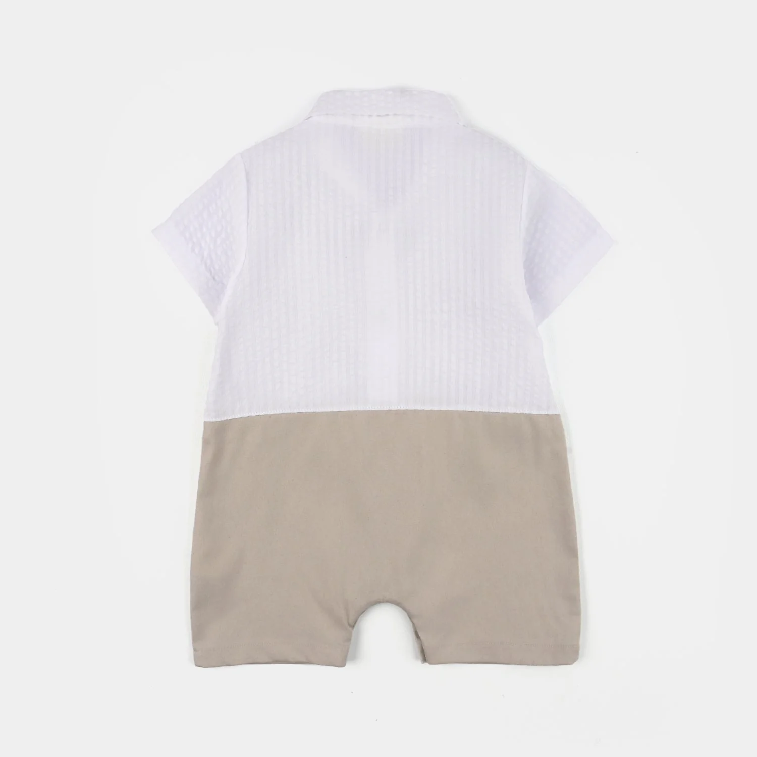 Infant Boys Jersey/Terry Romper - Beige - Image 4