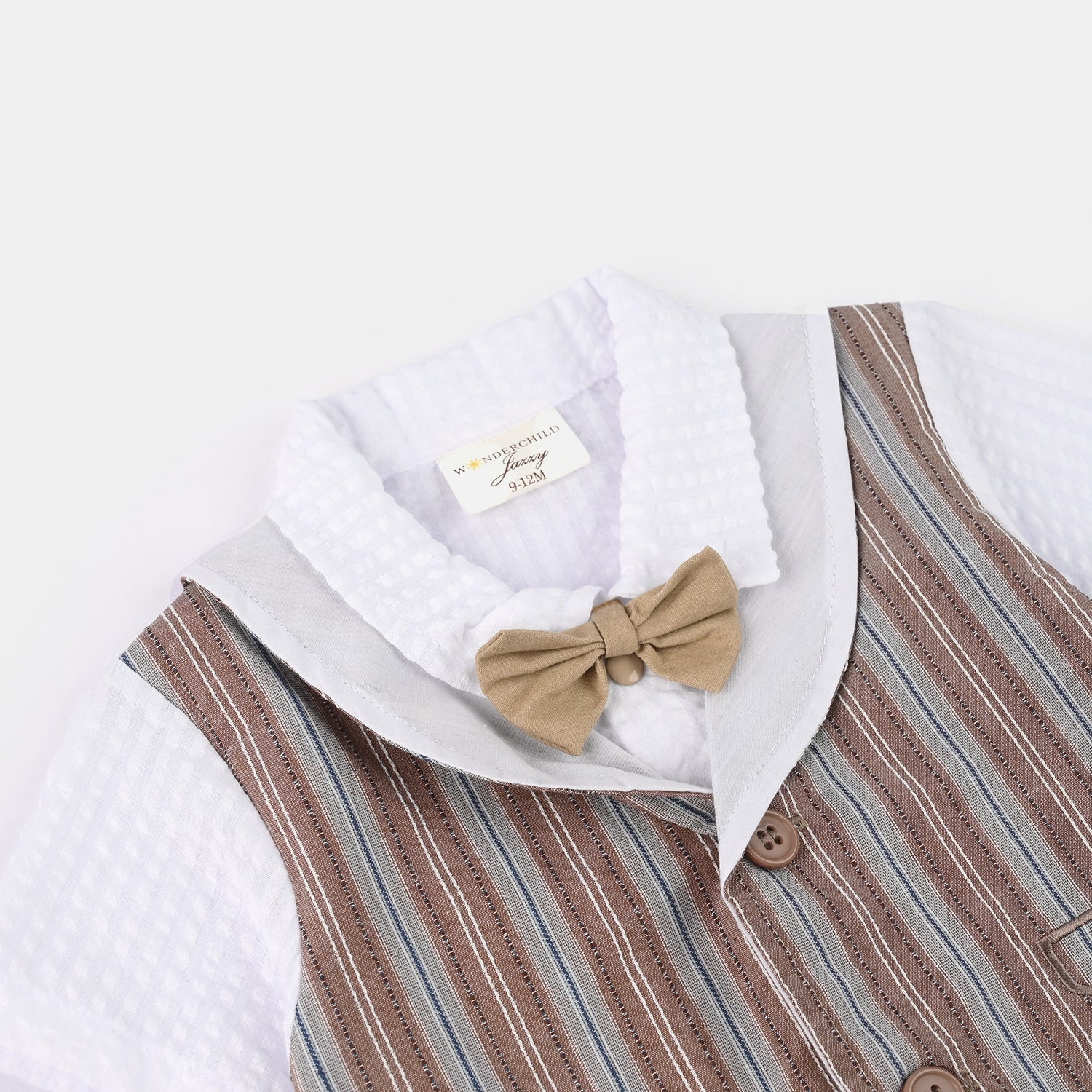 Infant Boys Jersey/Terry Romper - Beige - Image 2