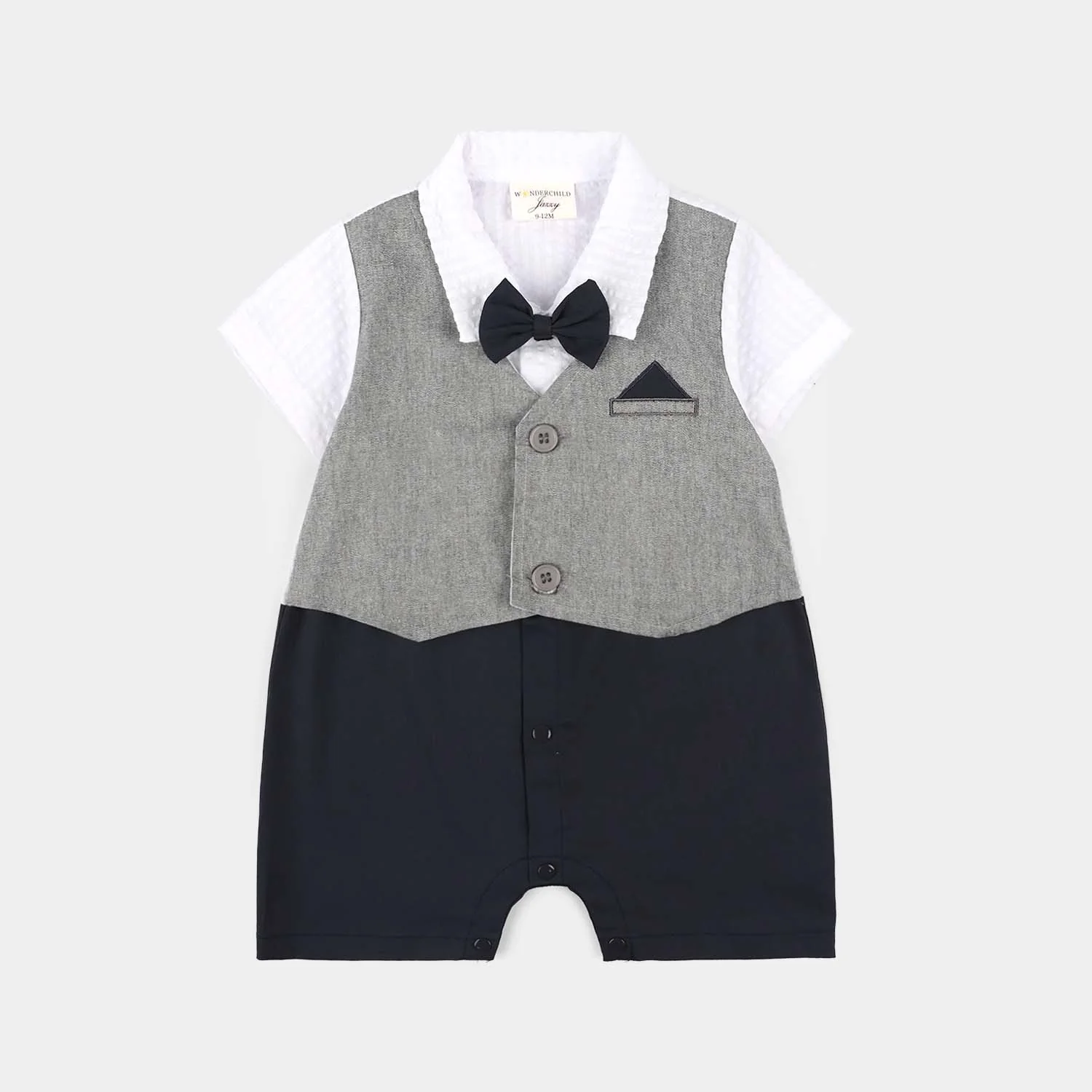 Infant Boys Jersey/Terry Romper - Grey
