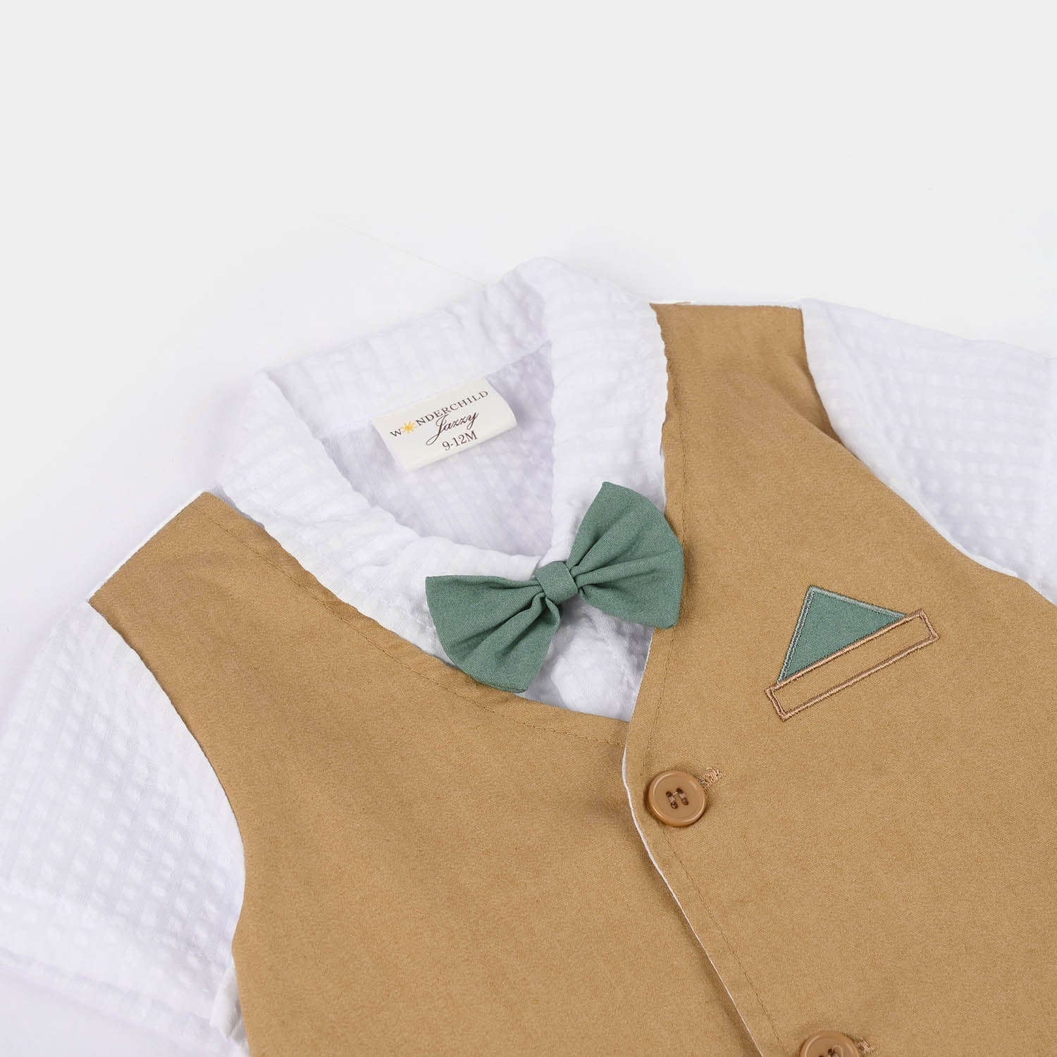 Infant Boys Jersey/Terry Romper - Beige - Image 2