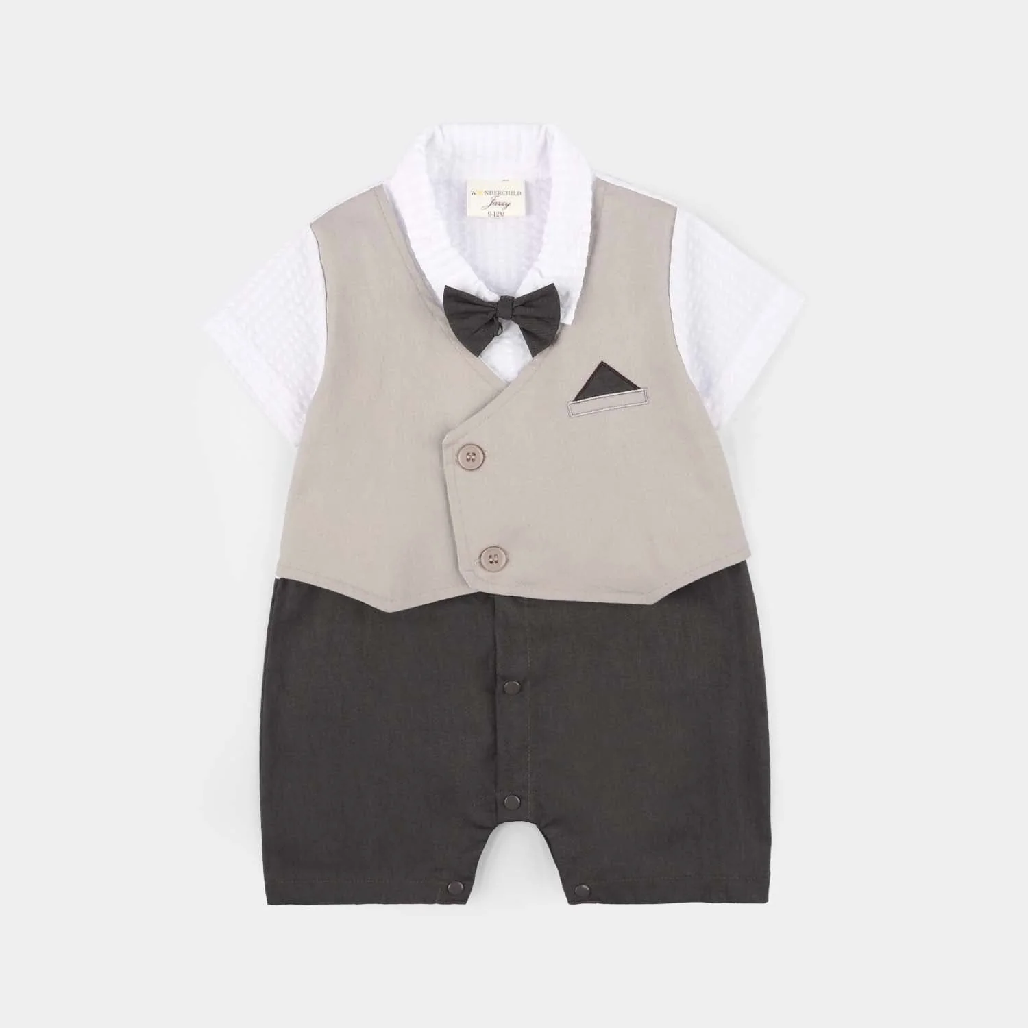 Infant Boys Jersey/Terry Romper - Grey