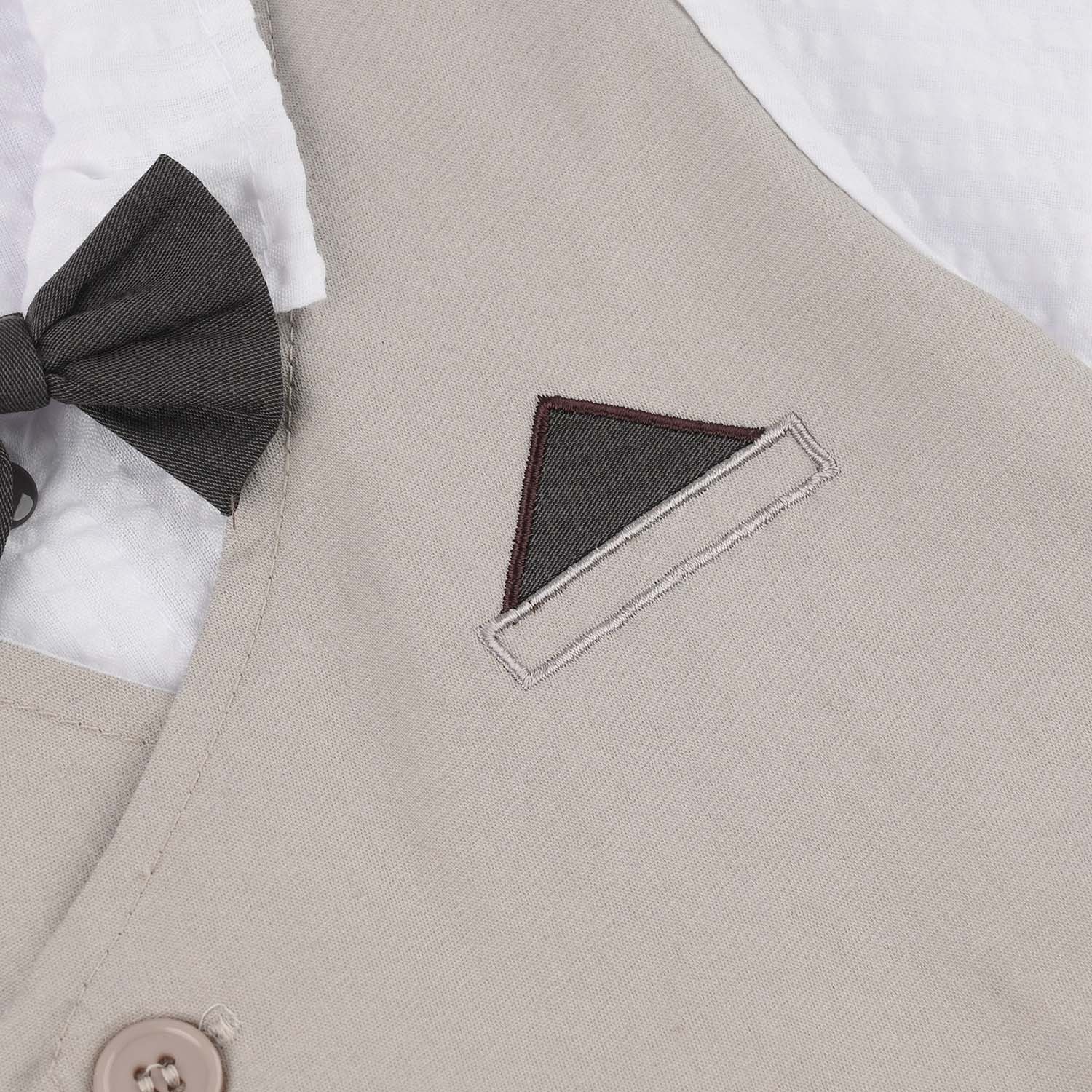 Infant Boys Jersey/Terry Romper - Grey - Image 3