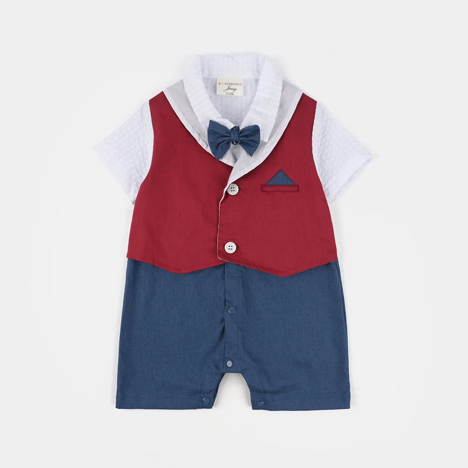 Infant Boys Jersey/Terry Romper - Navy