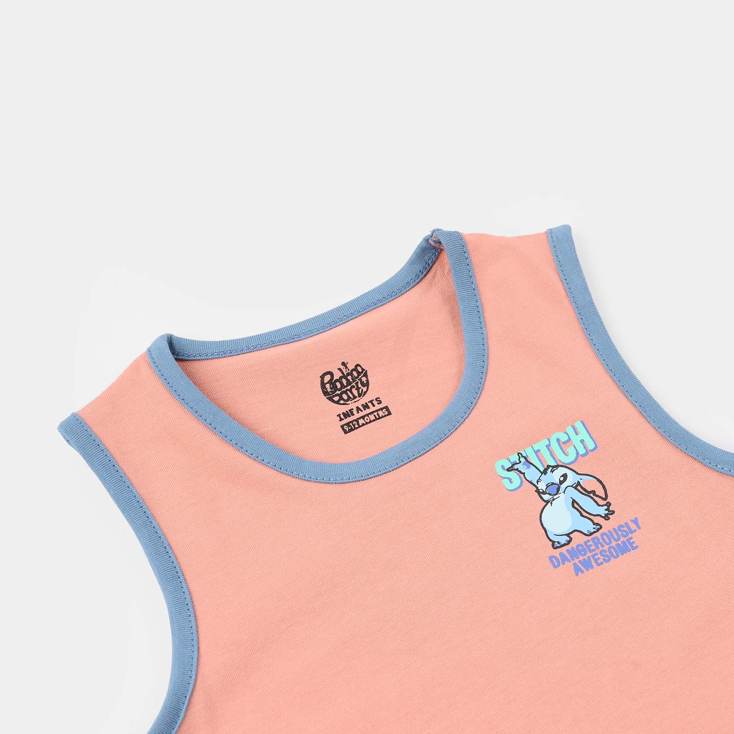 Infant Boys Jersey/Terry Sando (Stitch) - Peach - Image 2