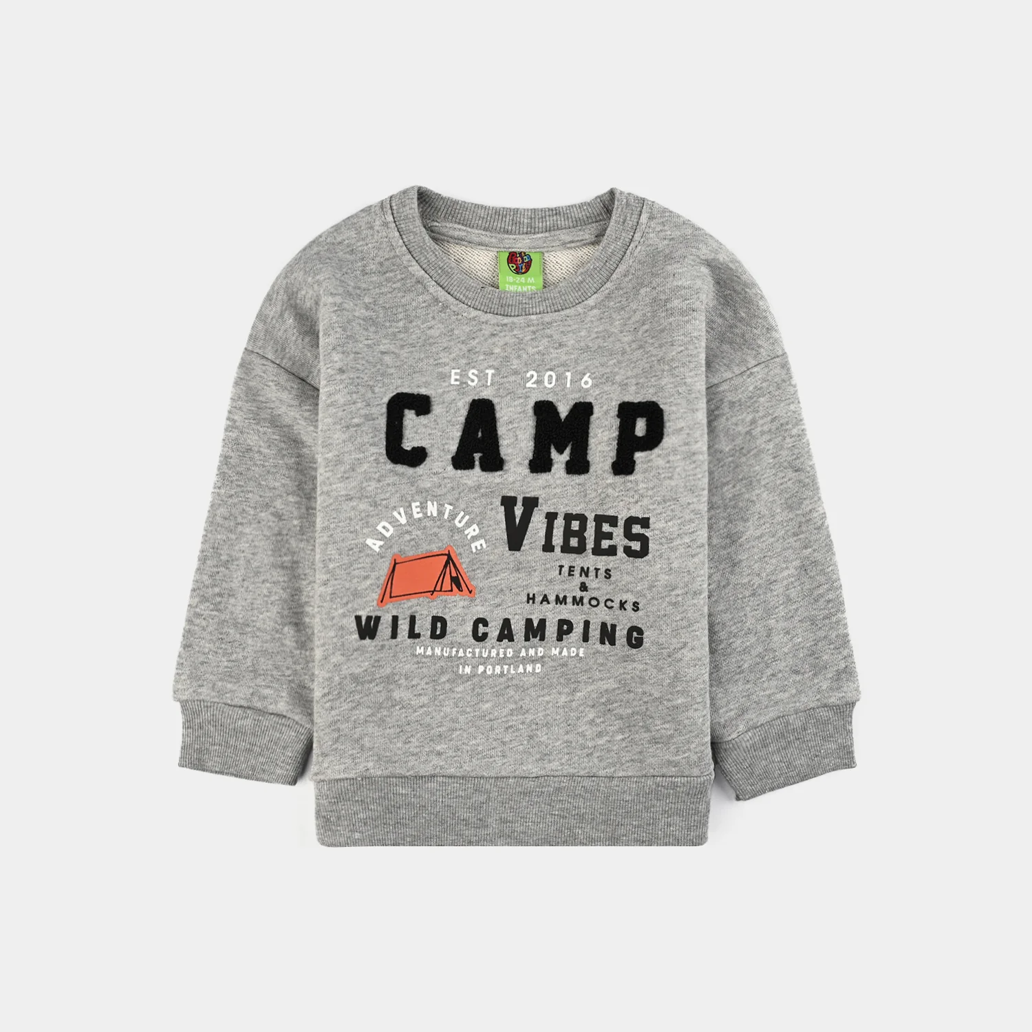 Infant Boys Jersey/Terry Sweatshirt (Camp Vibes) - Grey