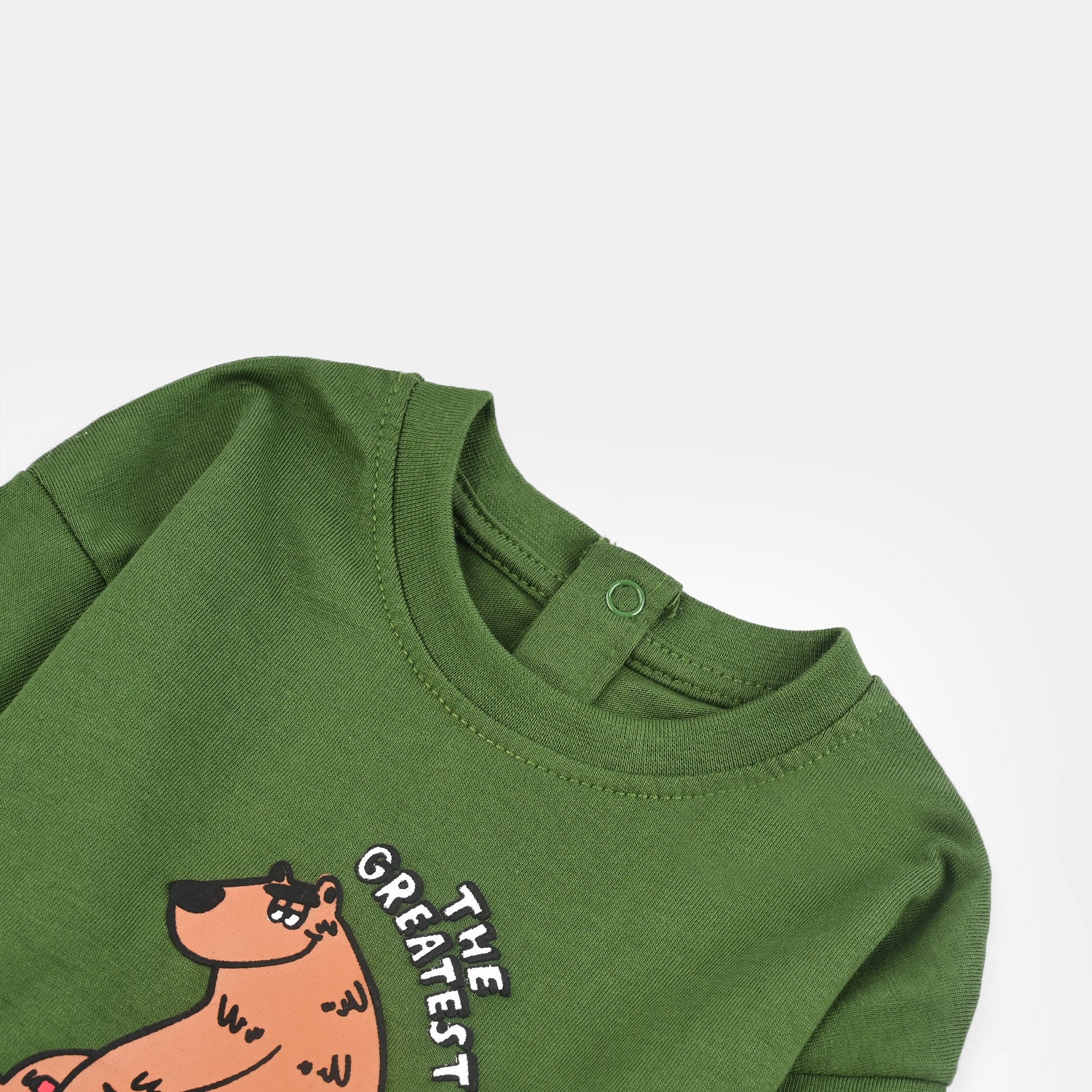 Infant Boys Jersey/Terry T-Shirt F/S SKILLS ON WHEEL BEAR-Olive Green - Image 2