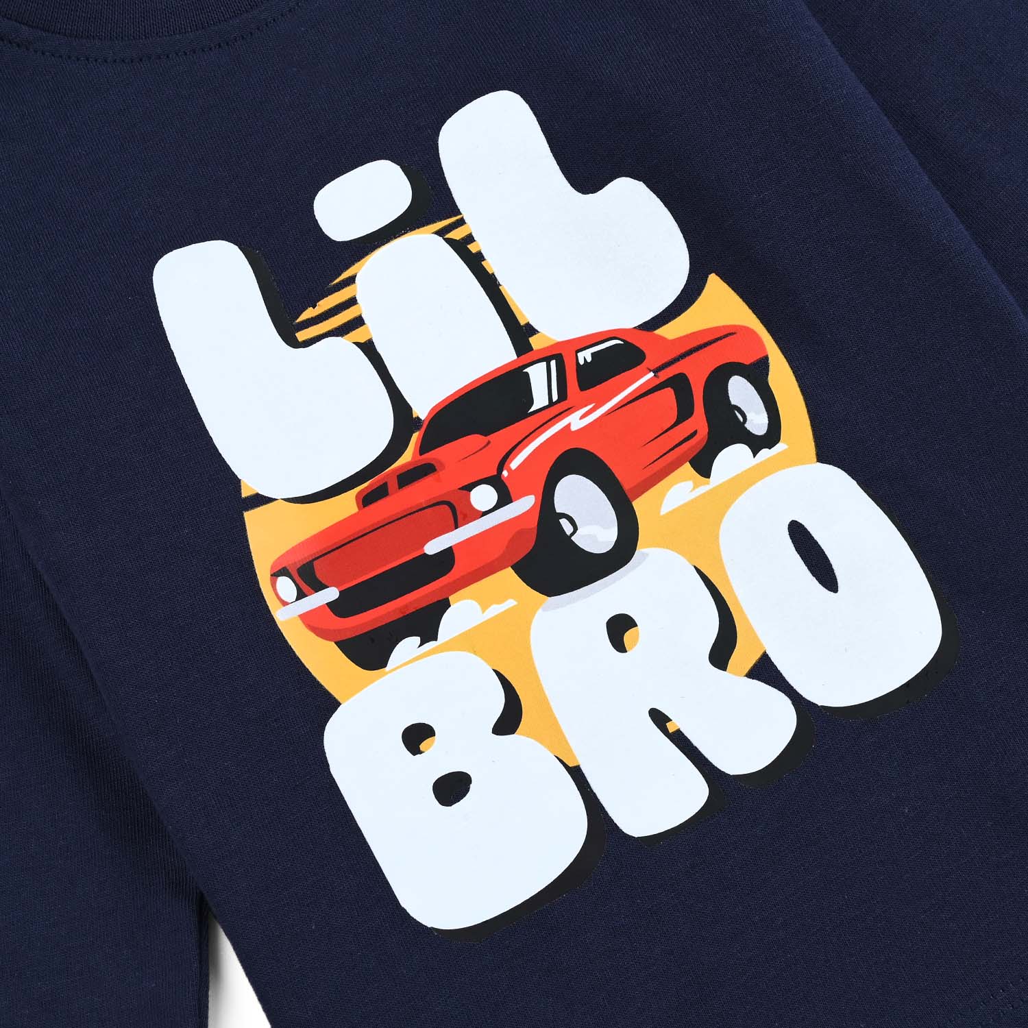 Infant Boys Jersey/Terry T-Shirt Lil Bro-NAVY - Image 3