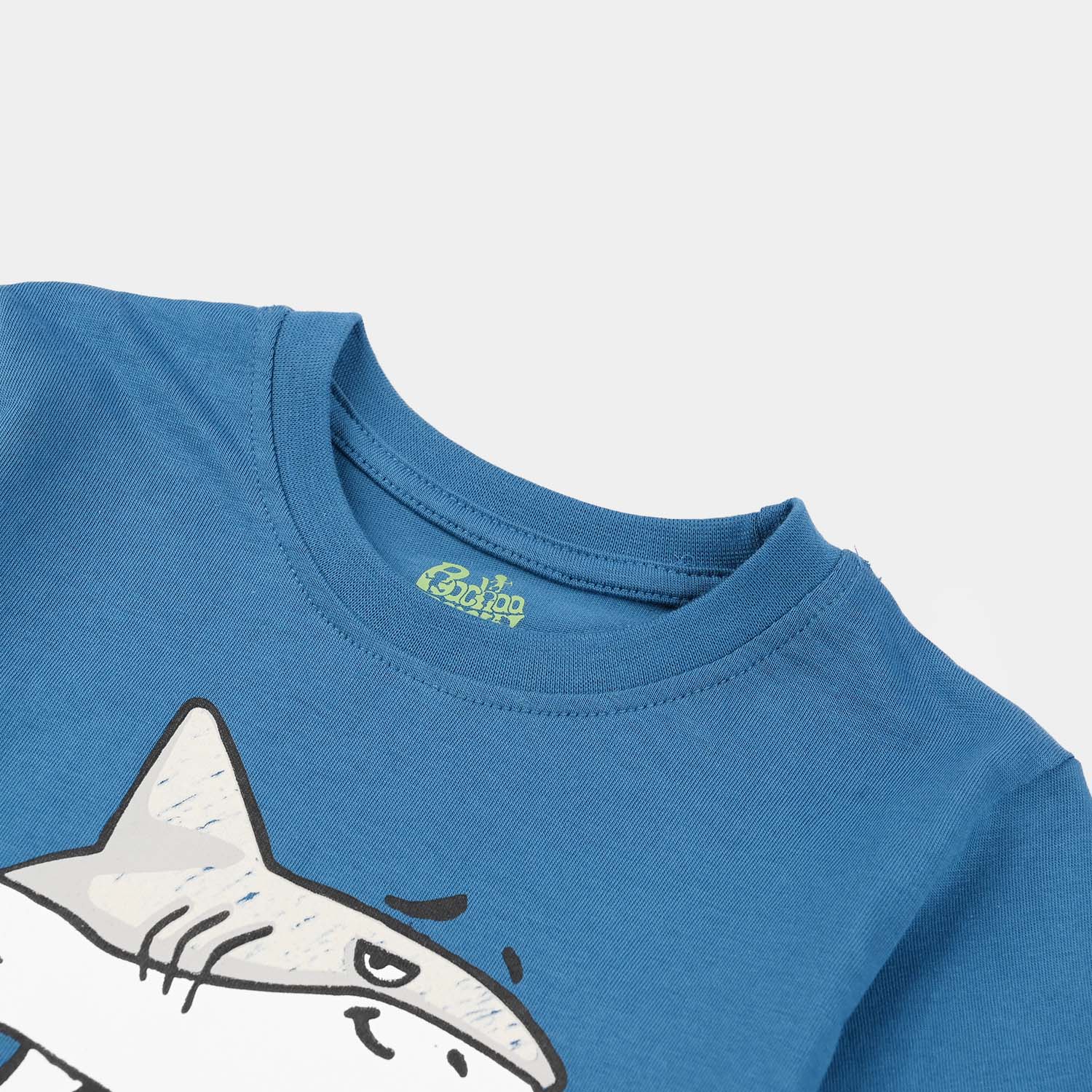 Infant Boys Jersey/Terry T-Shirt (Shark Area) - Blue - Image 2