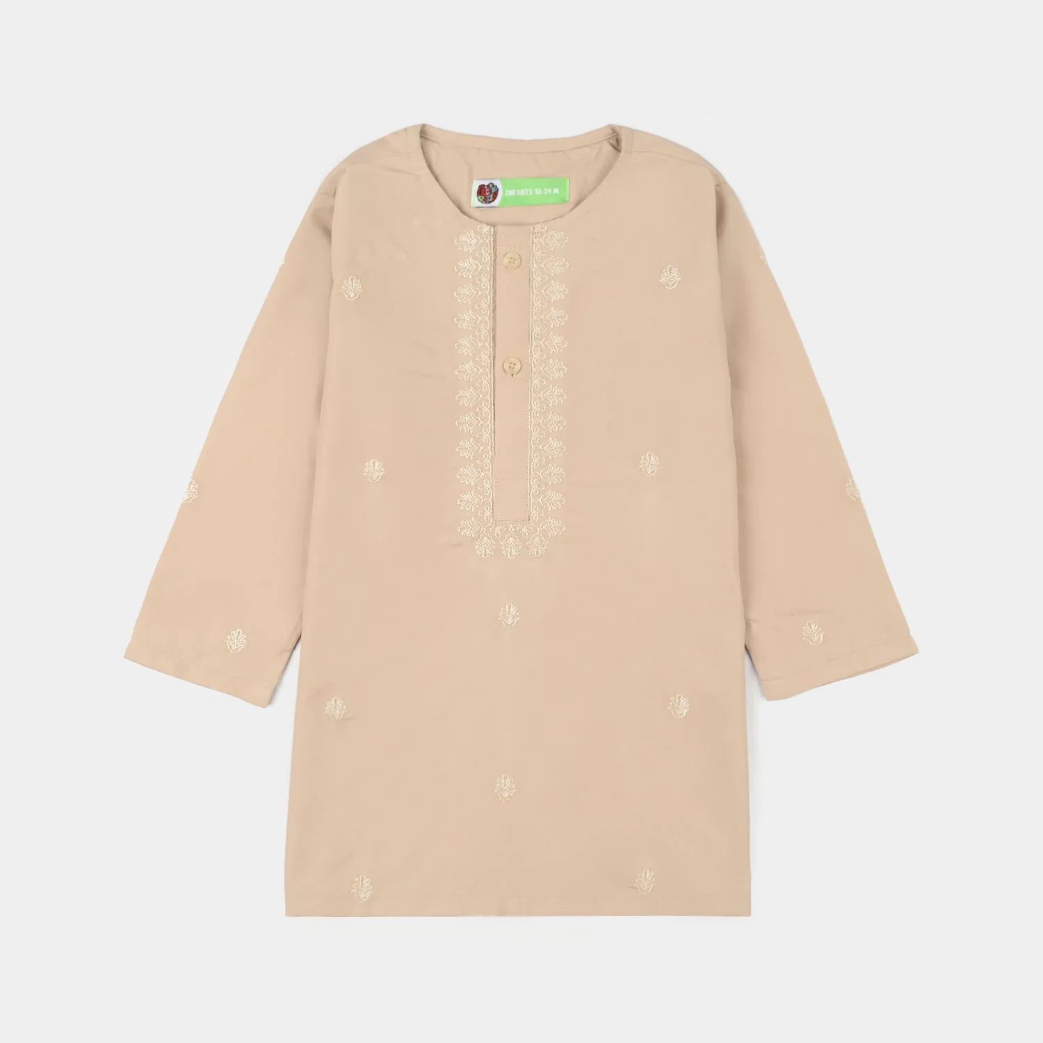 Infant Boys Poly Viscose Kurta Pajama - Beige - Image 2
