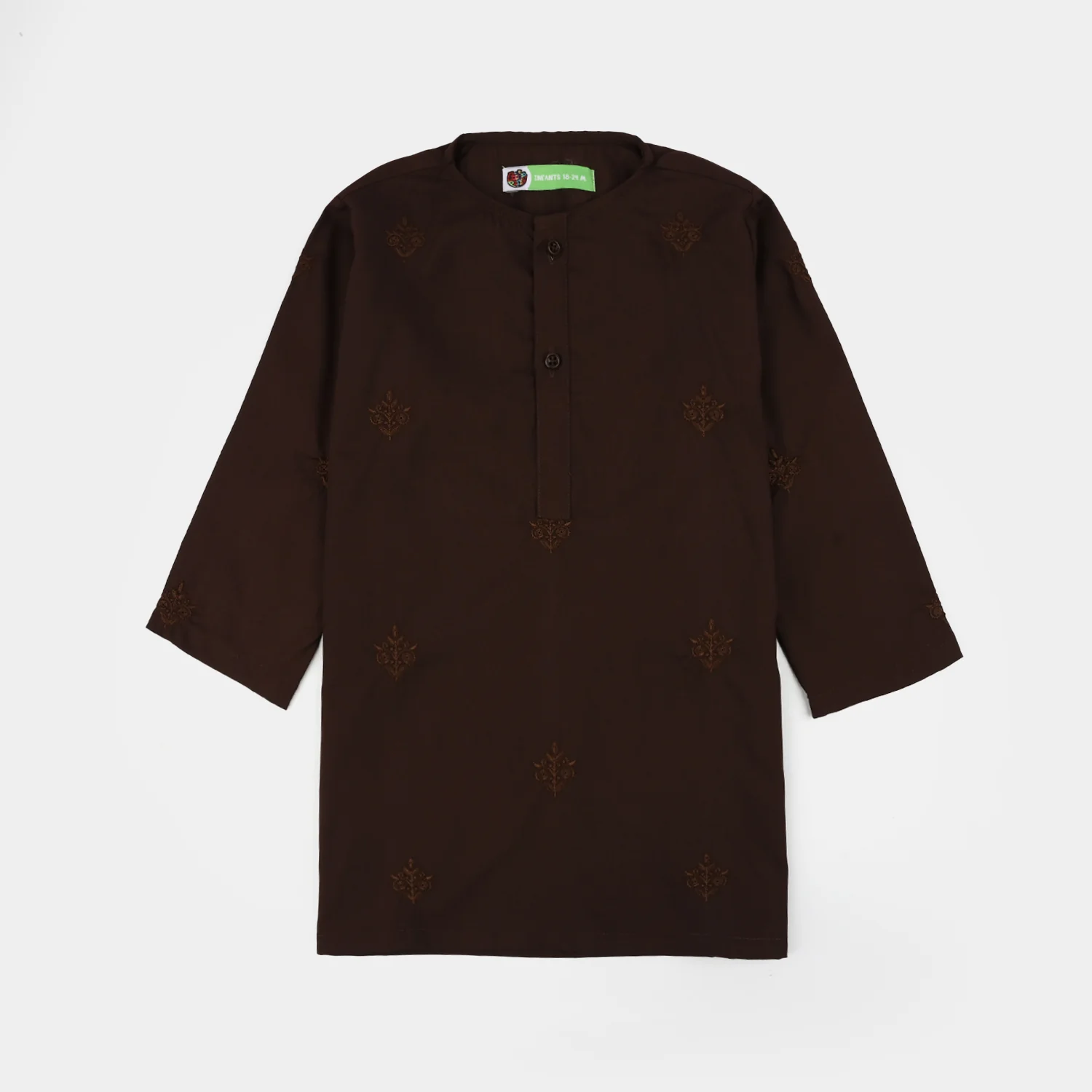 Infant Boys Poly Viscose Kurta Pajama (Choco) - Brown - Image 2
