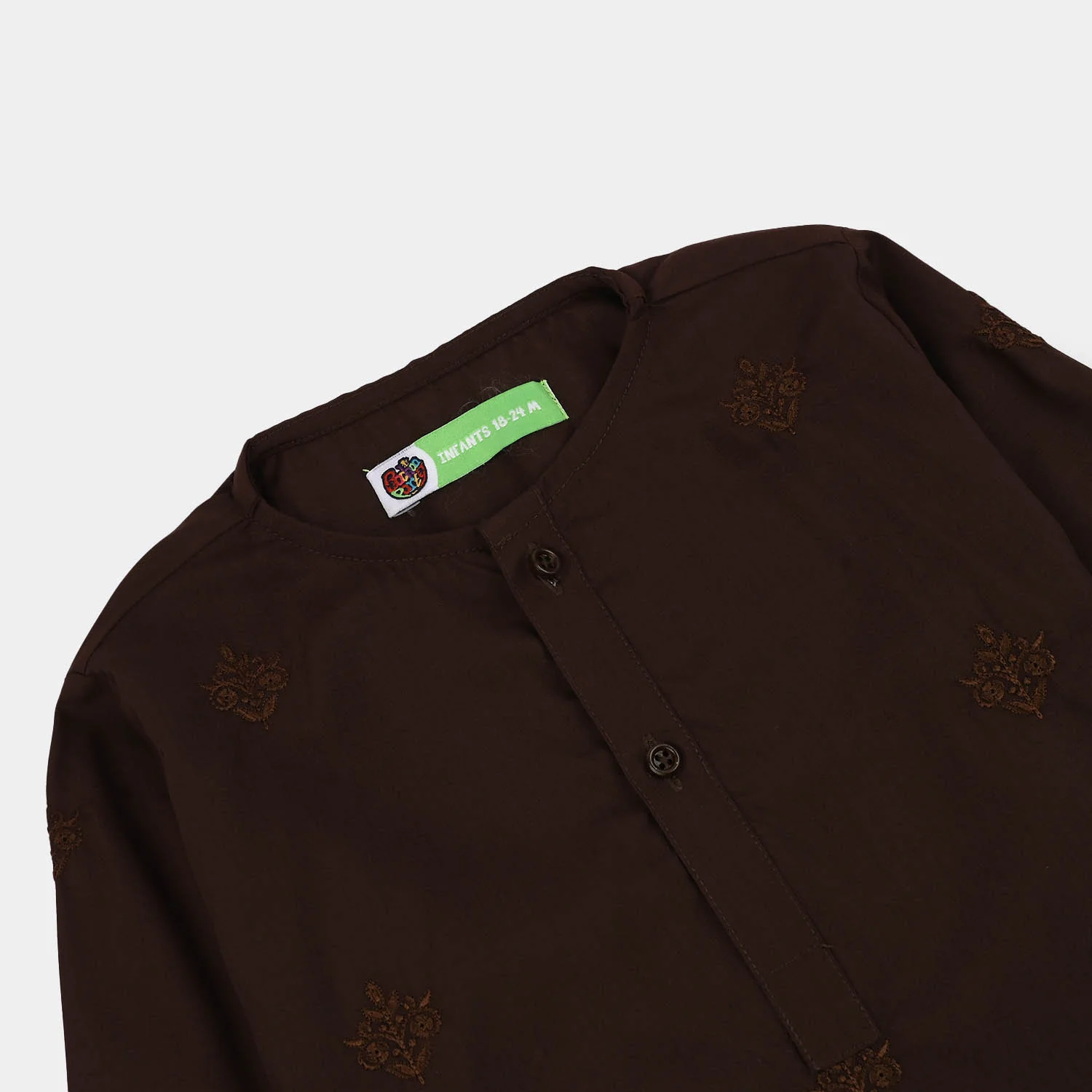 Infant Boys Poly Viscose Kurta Pajama (Choco) - Brown - Image 3
