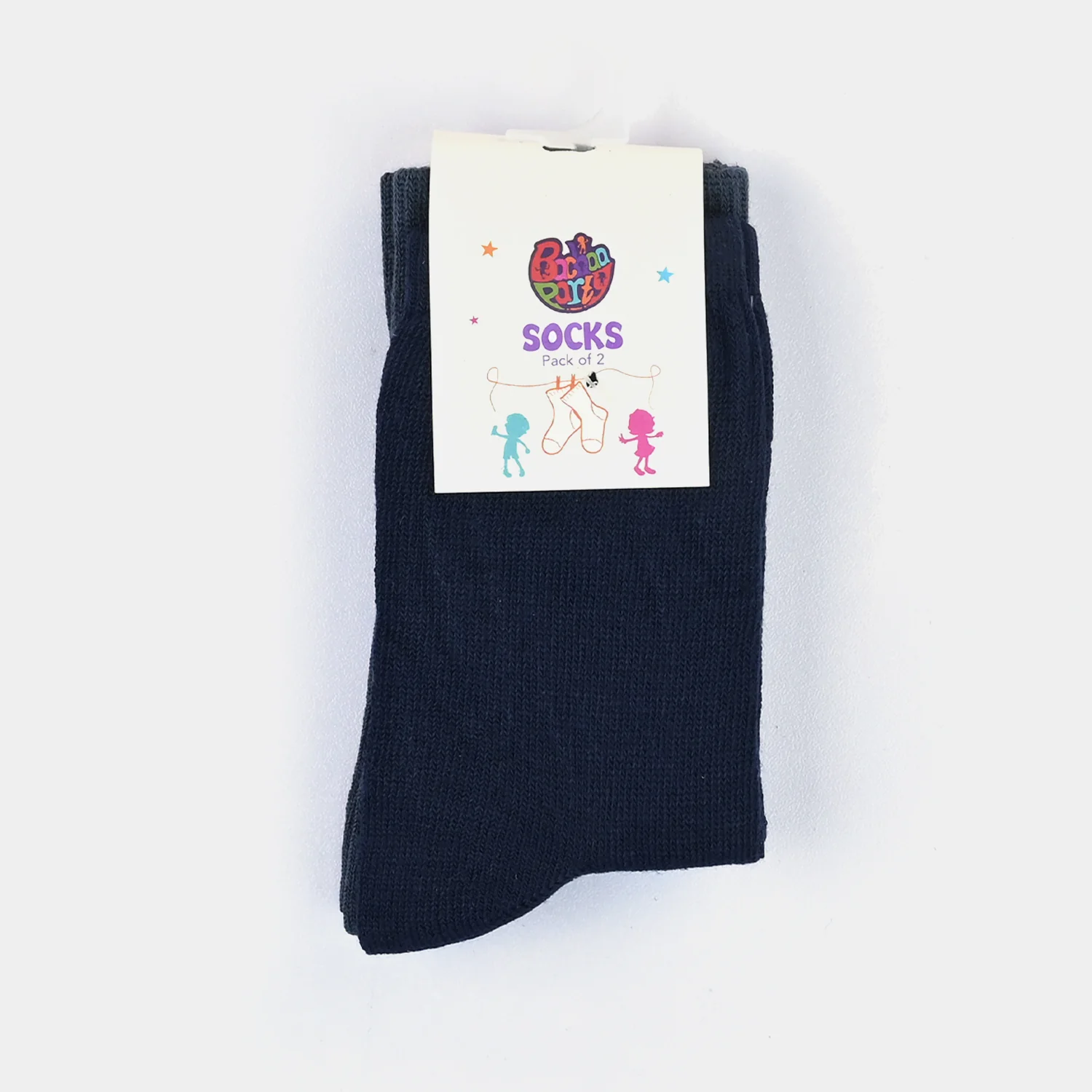 Infant Boys Cotton Pack of 2 Basic Socks – Navy/Grey - Image 2