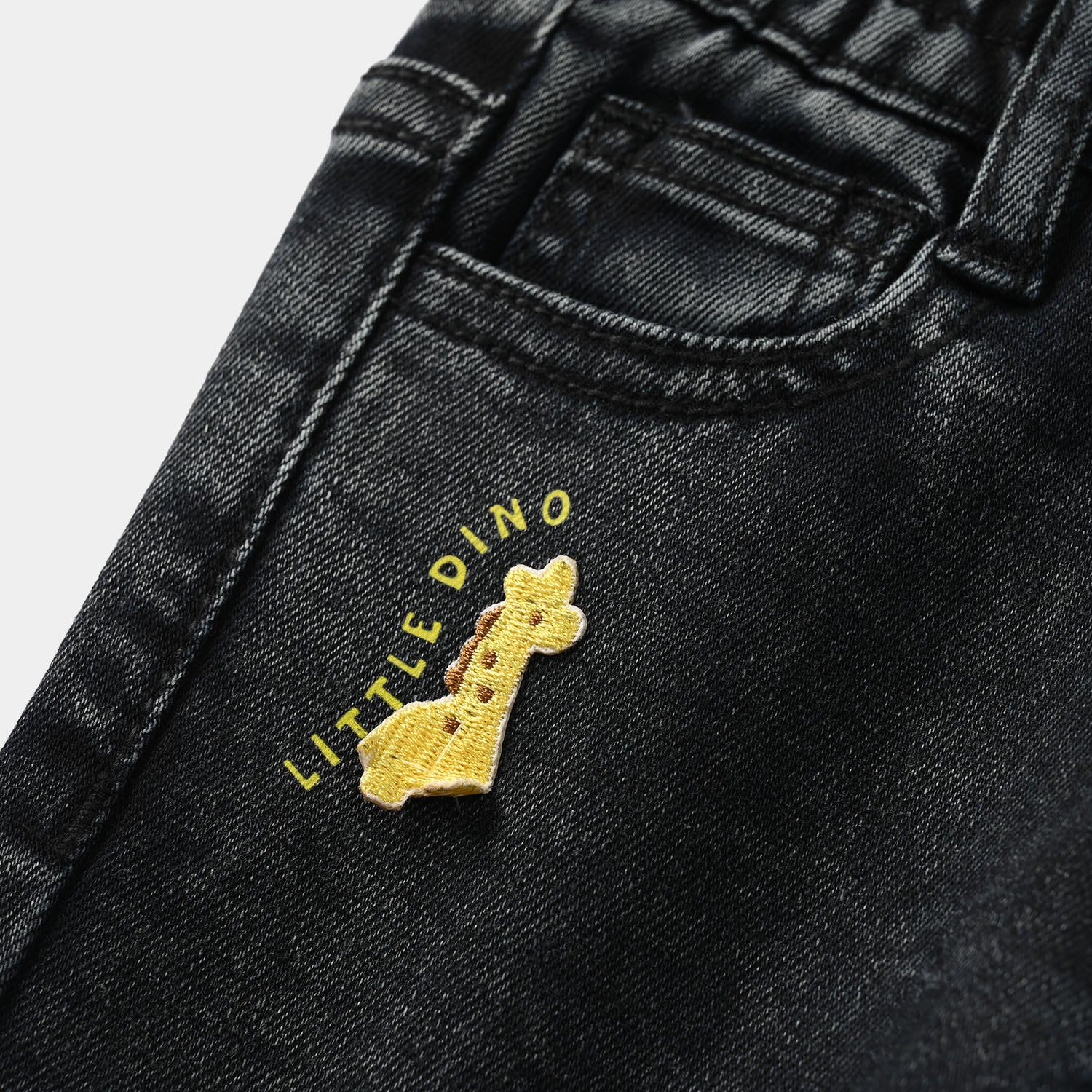 Infant Boys Denim Stretch Pant Little Dino – Black - Image 2