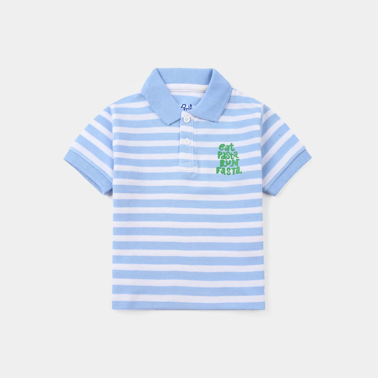 Infant Boys Cotton PK Polo Eat Pasta – Blue
