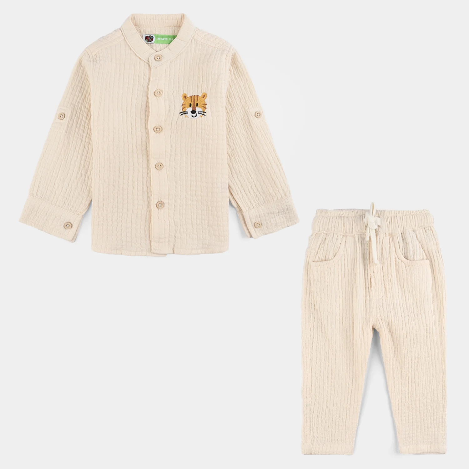 Infant Boys Poly Crinkle Suit - Off White
