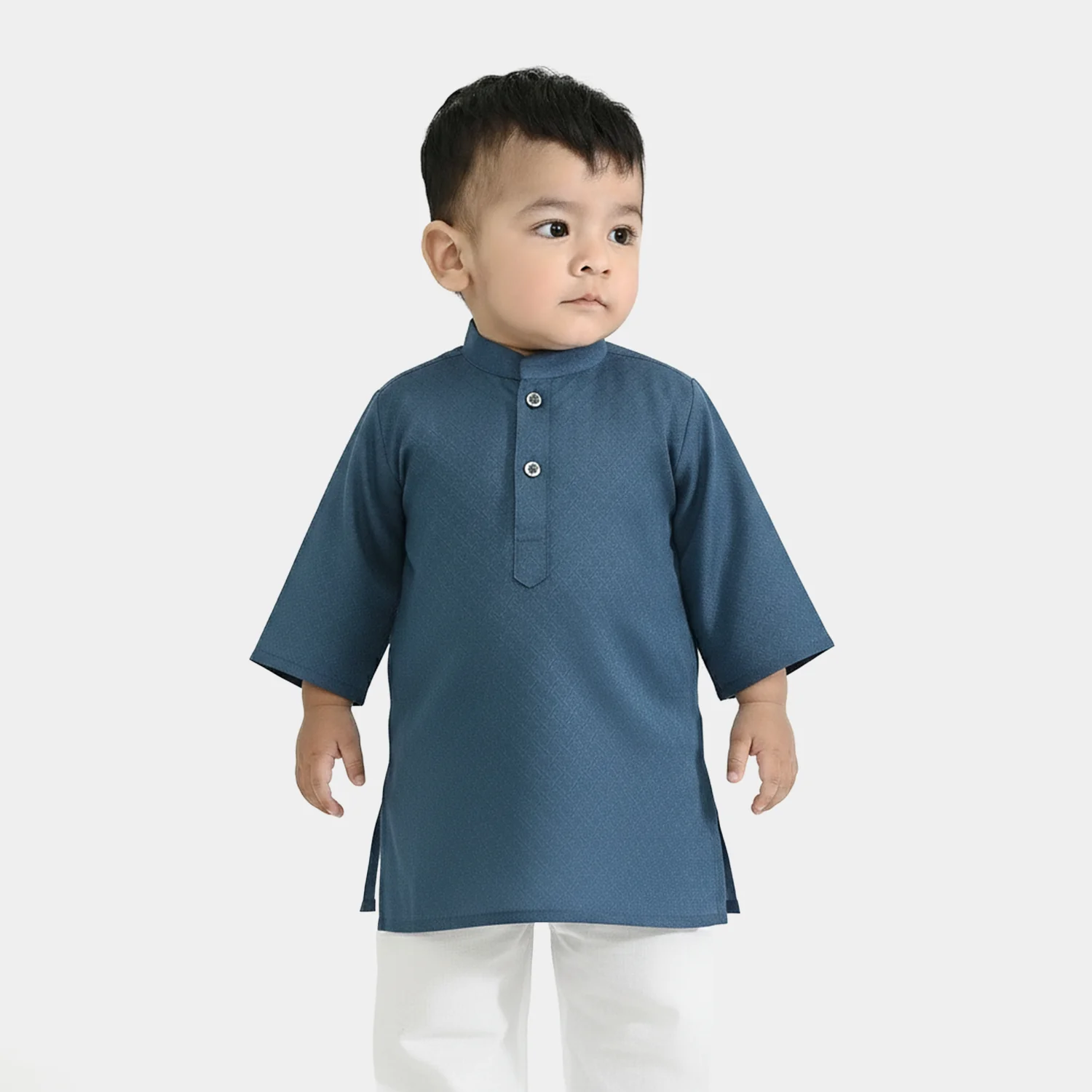 Infant Boys Poly Viscose Basic Kurta (Jacquard) - Teal Green