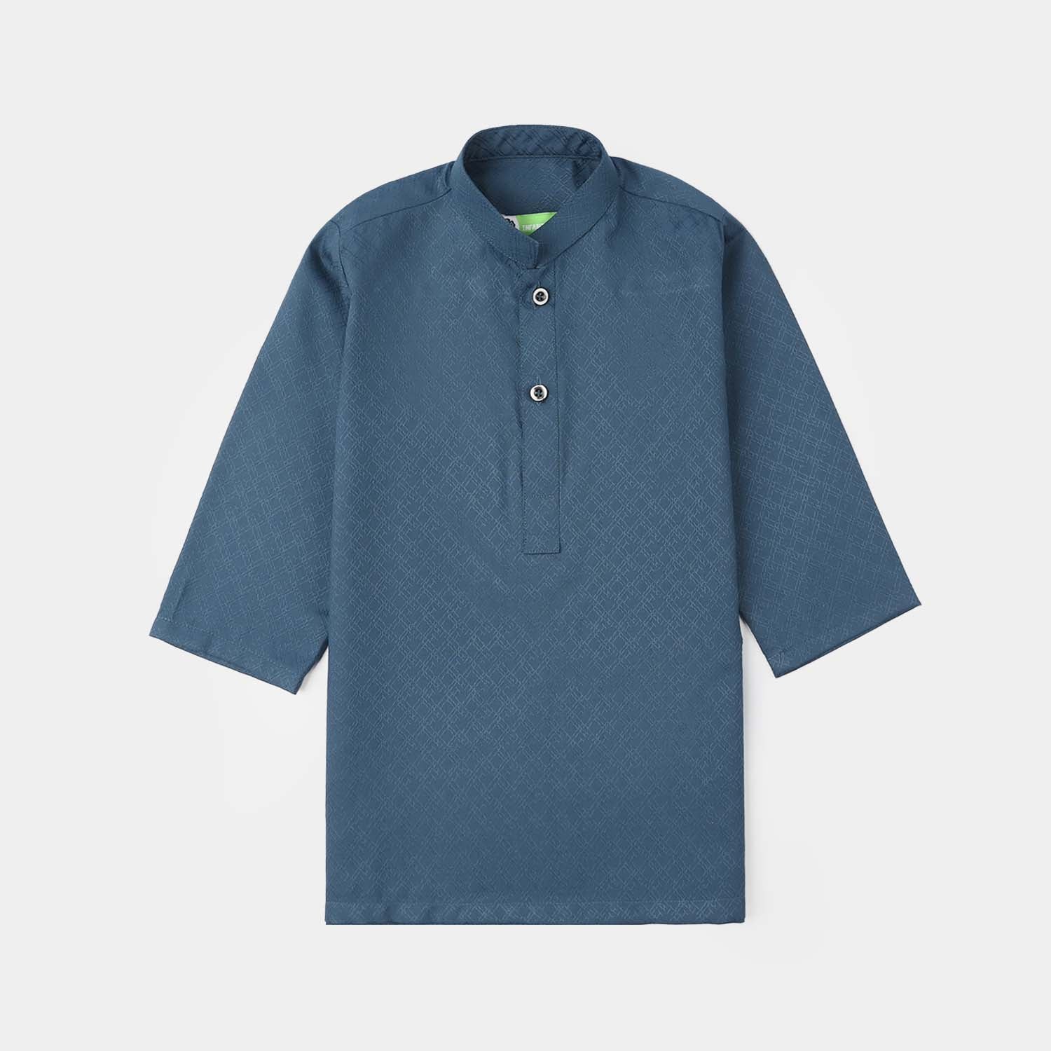 Infant Boys Poly Viscose Basic Kurta (Jacquard) - Teal Green - Image 2