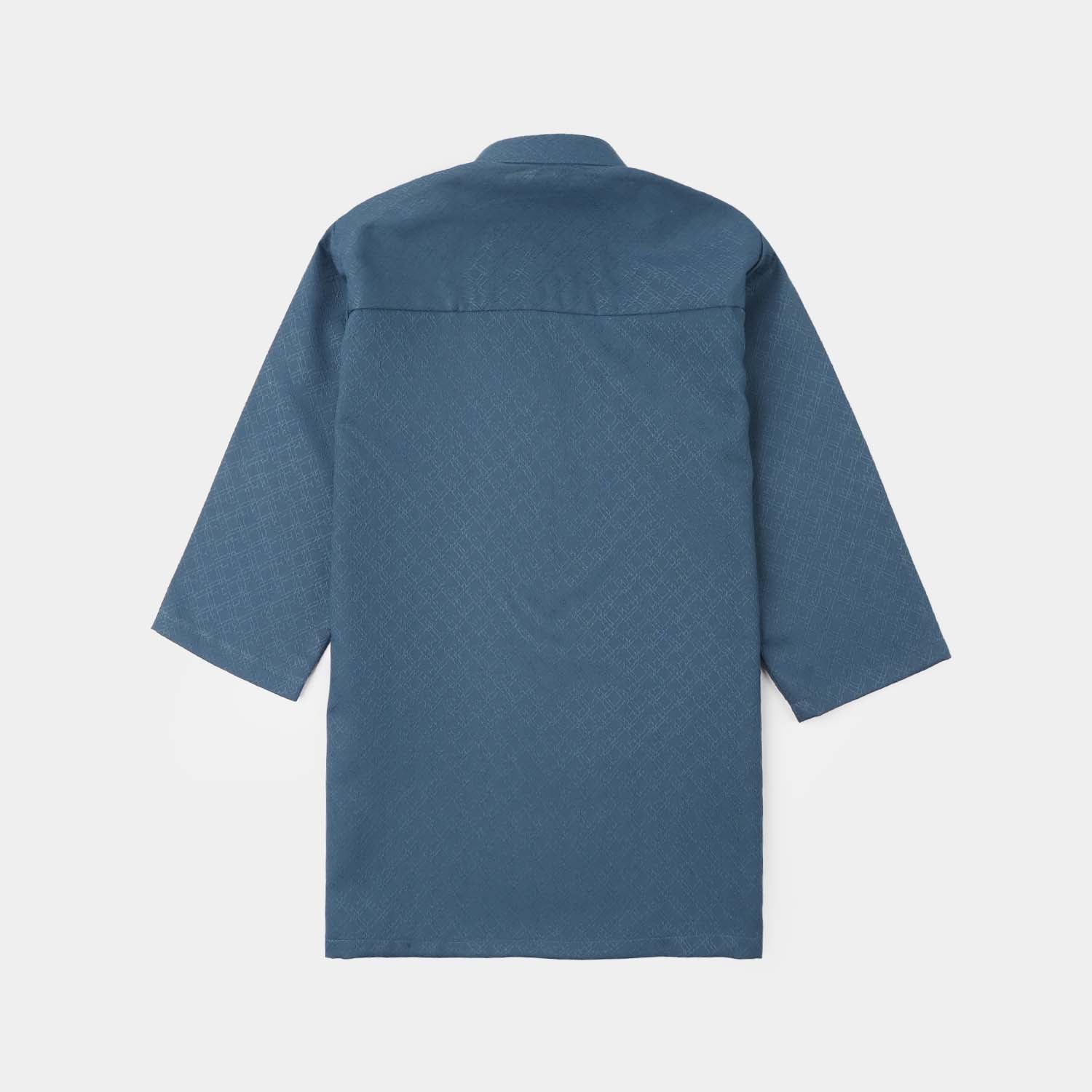 Infant Boys Poly Viscose Basic Kurta (Jacquard) - Teal Green - Image 5