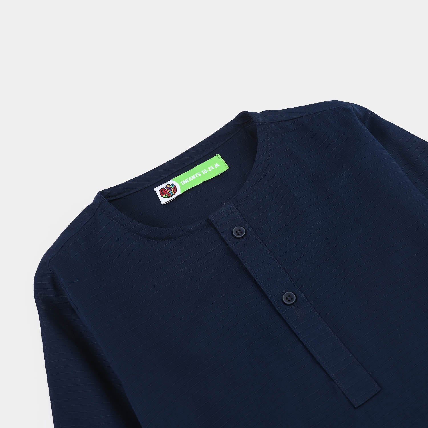 Infant Boys Poly Viscose Kurta (Lurex) - Navy - Image 2