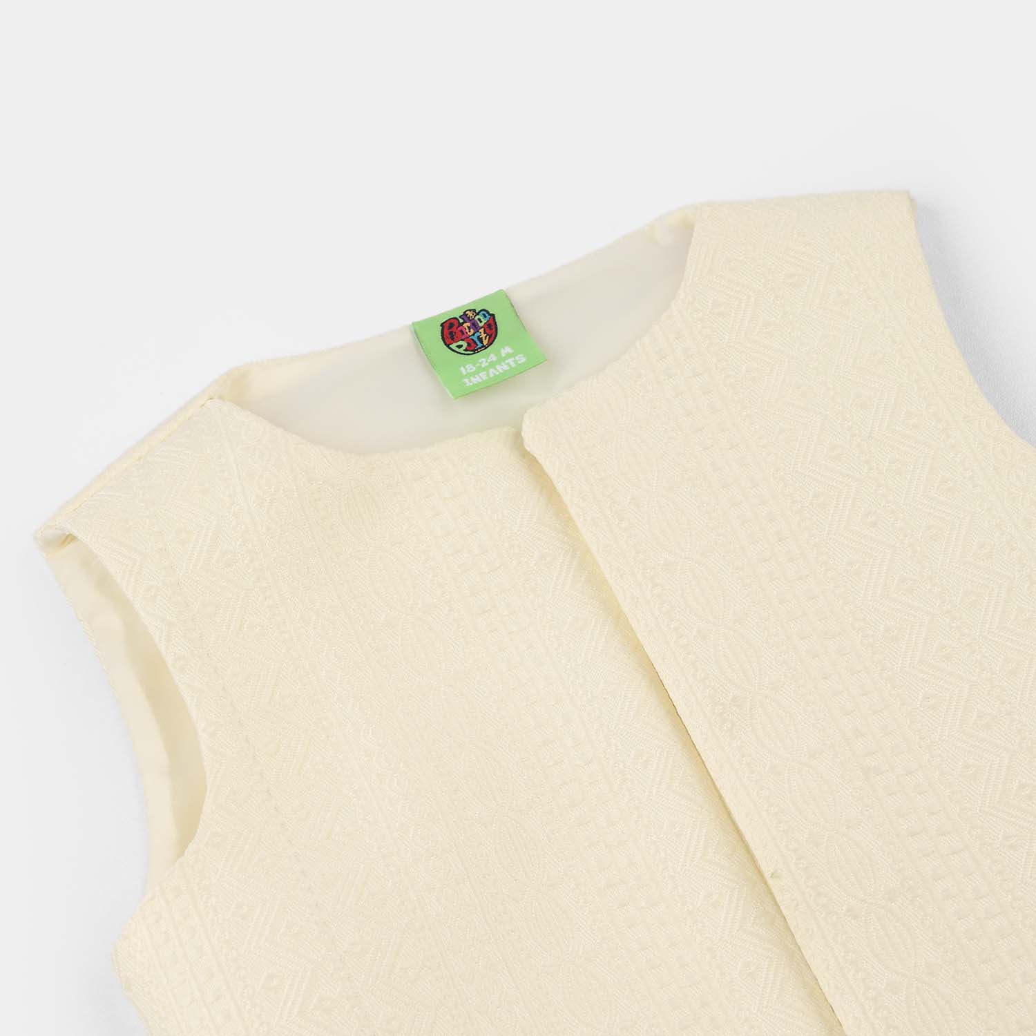 Infant Boys Poly Viscose Waist Coat (Mughal) - Cream - Image 2