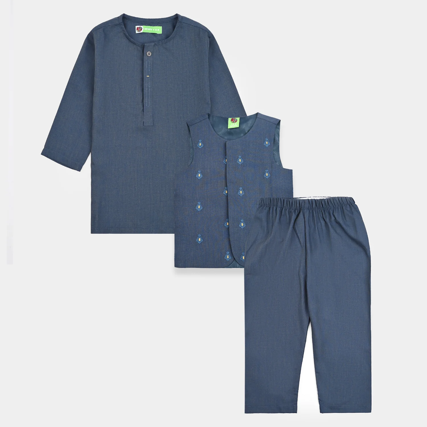 Infant Boys Poly Viscose 3 Piece Suit (Monotone)-Blue - Image 3