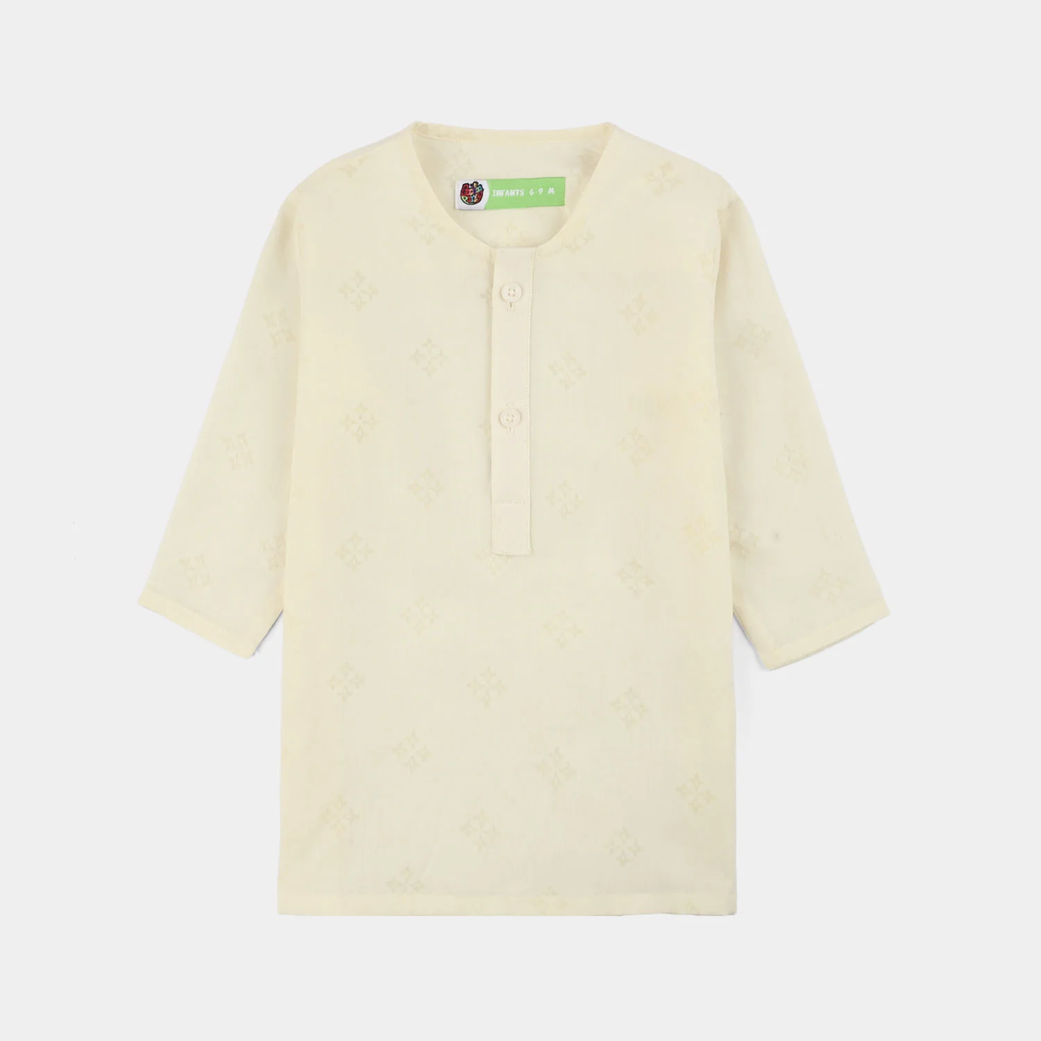 Infant Boys Poly Viscose Basic Kurta (After Glow) - Light Yellow