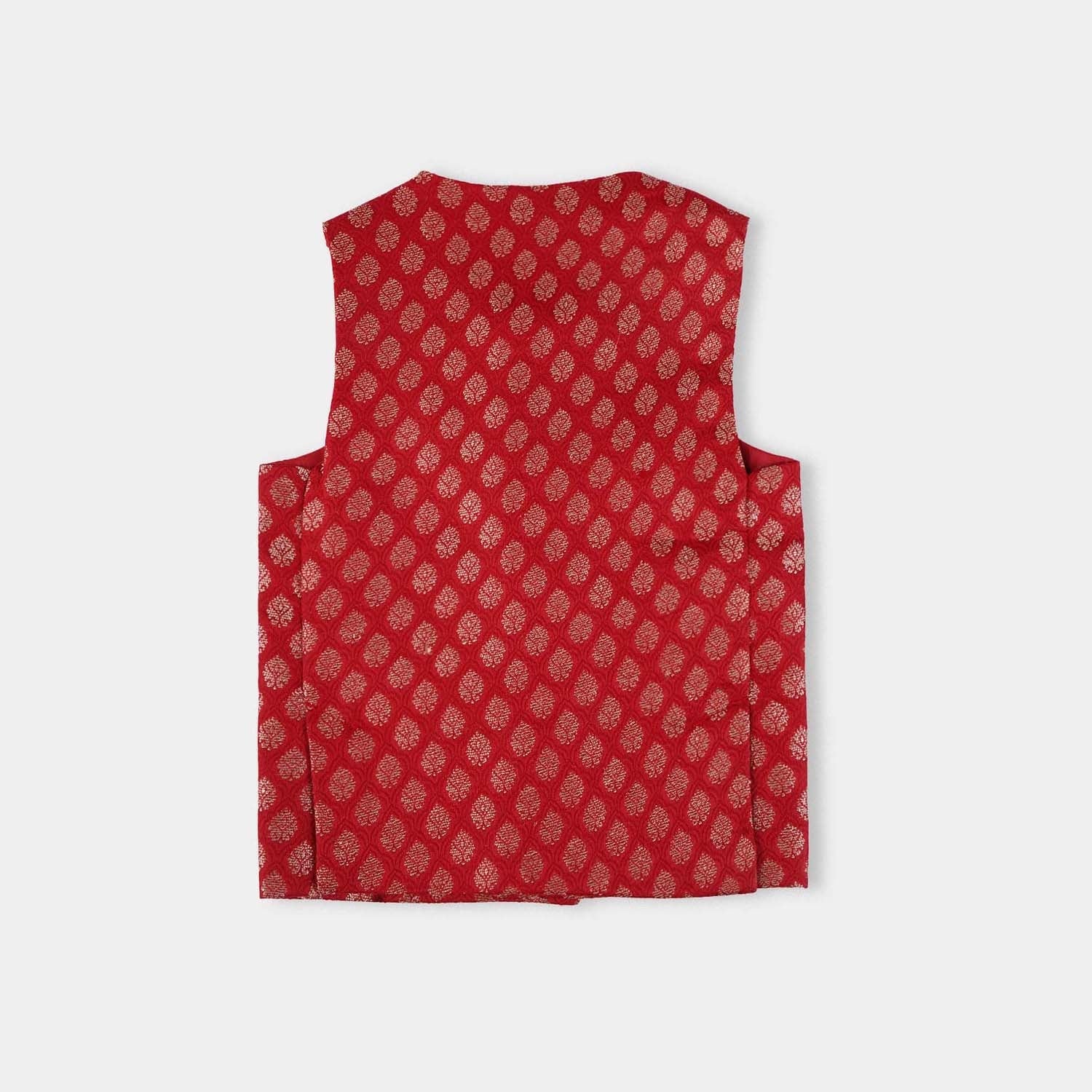 Infant Boys Poly Viscose Waist Coat (Golden Lurex) - Red - Image 3